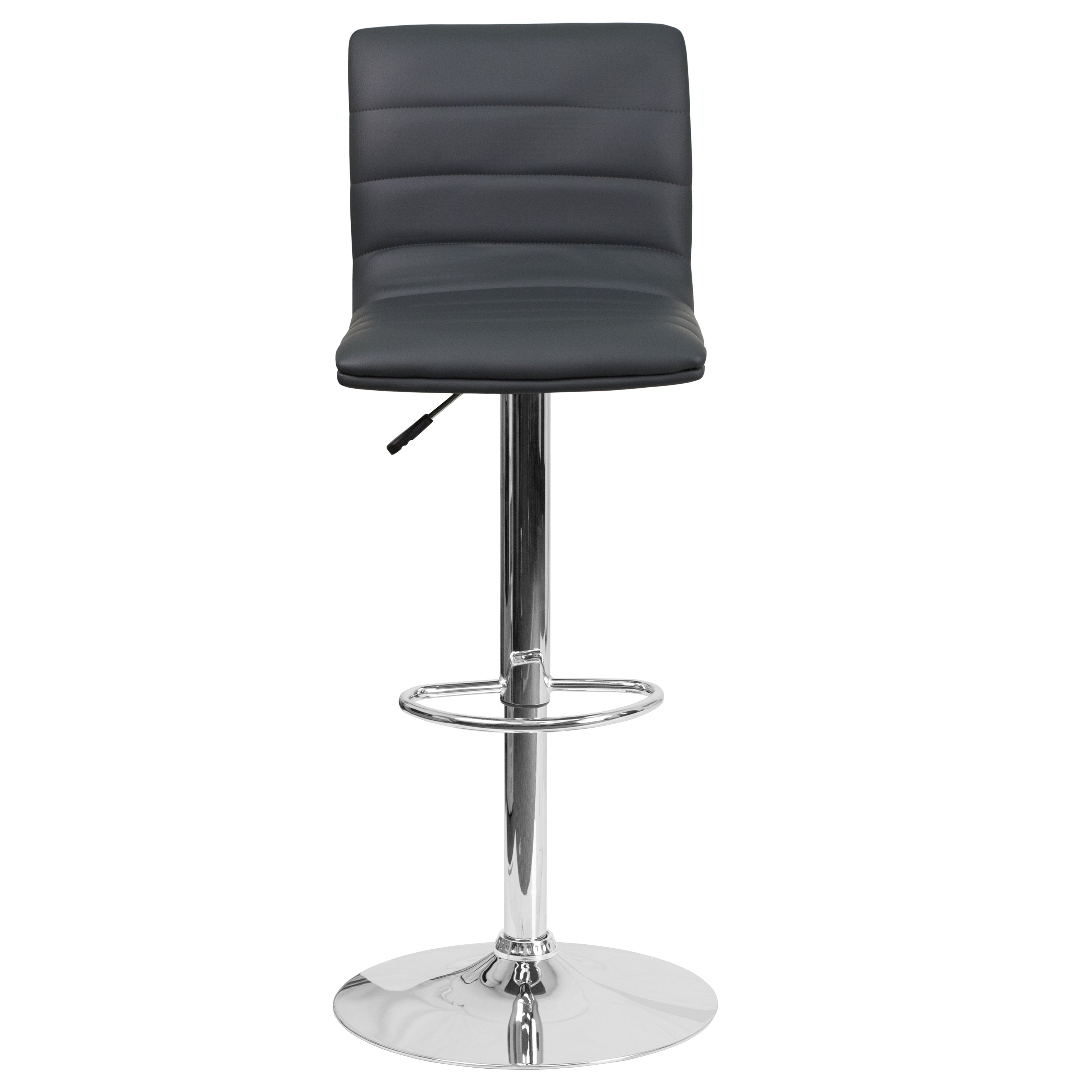 Modern Vinyl Adjustable Height Barstool with Back, Swivel Stool with Pedestal Base and Footrest