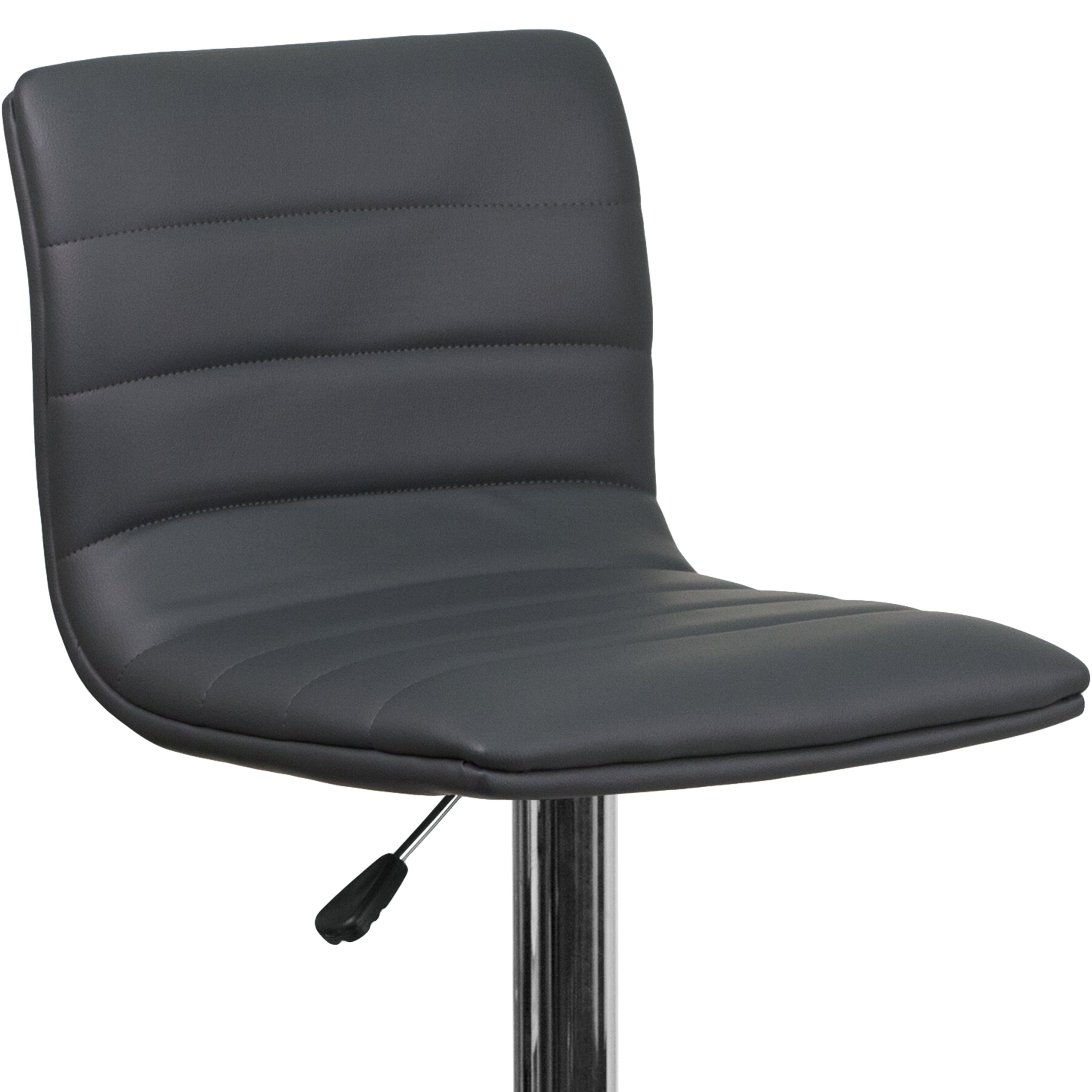 Modern Vinyl Adjustable Height Barstool with Back, Swivel Stool with Pedestal Base and Footrest
