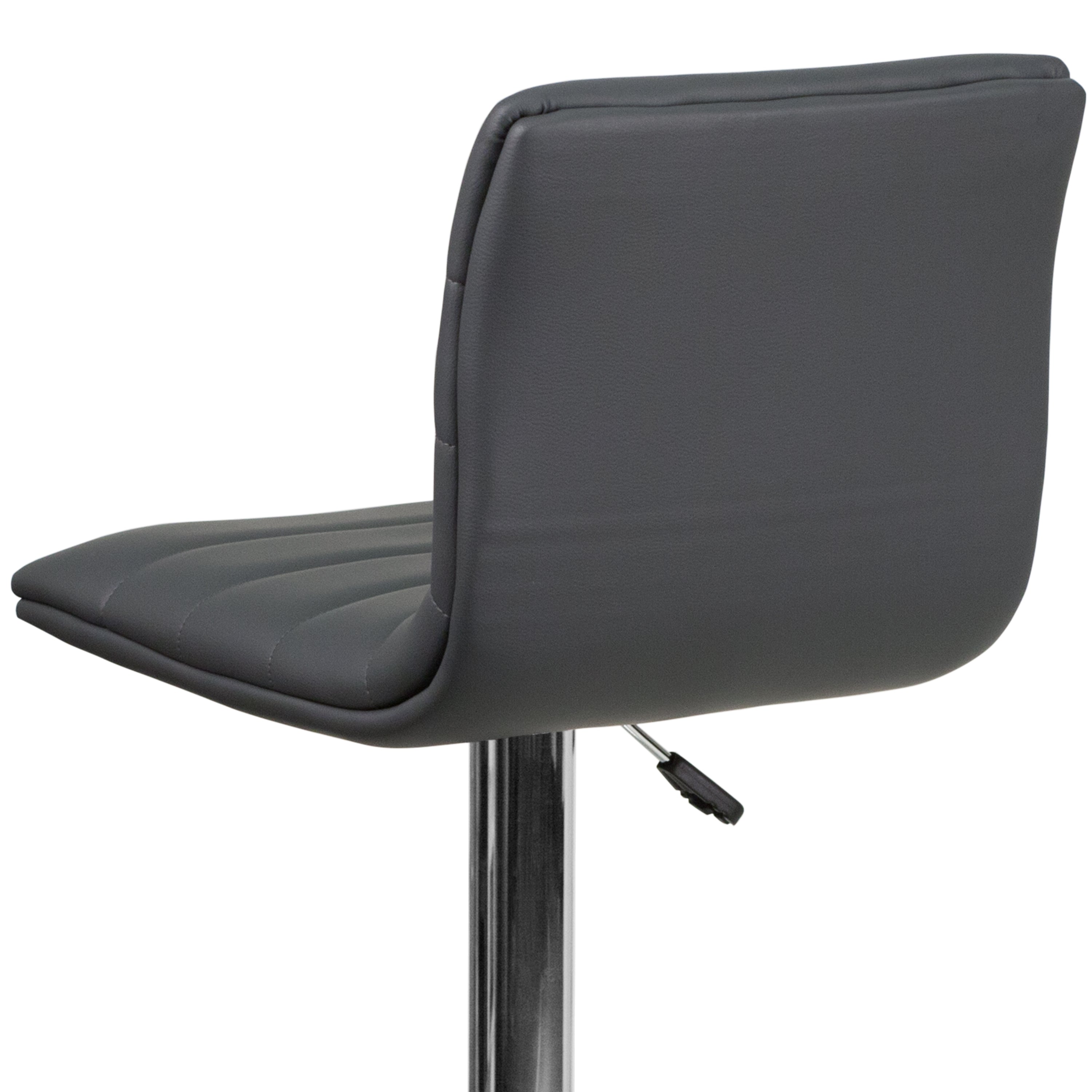 Modern Vinyl Adjustable Height Barstool with Back, Swivel Stool with Pedestal Base and Footrest