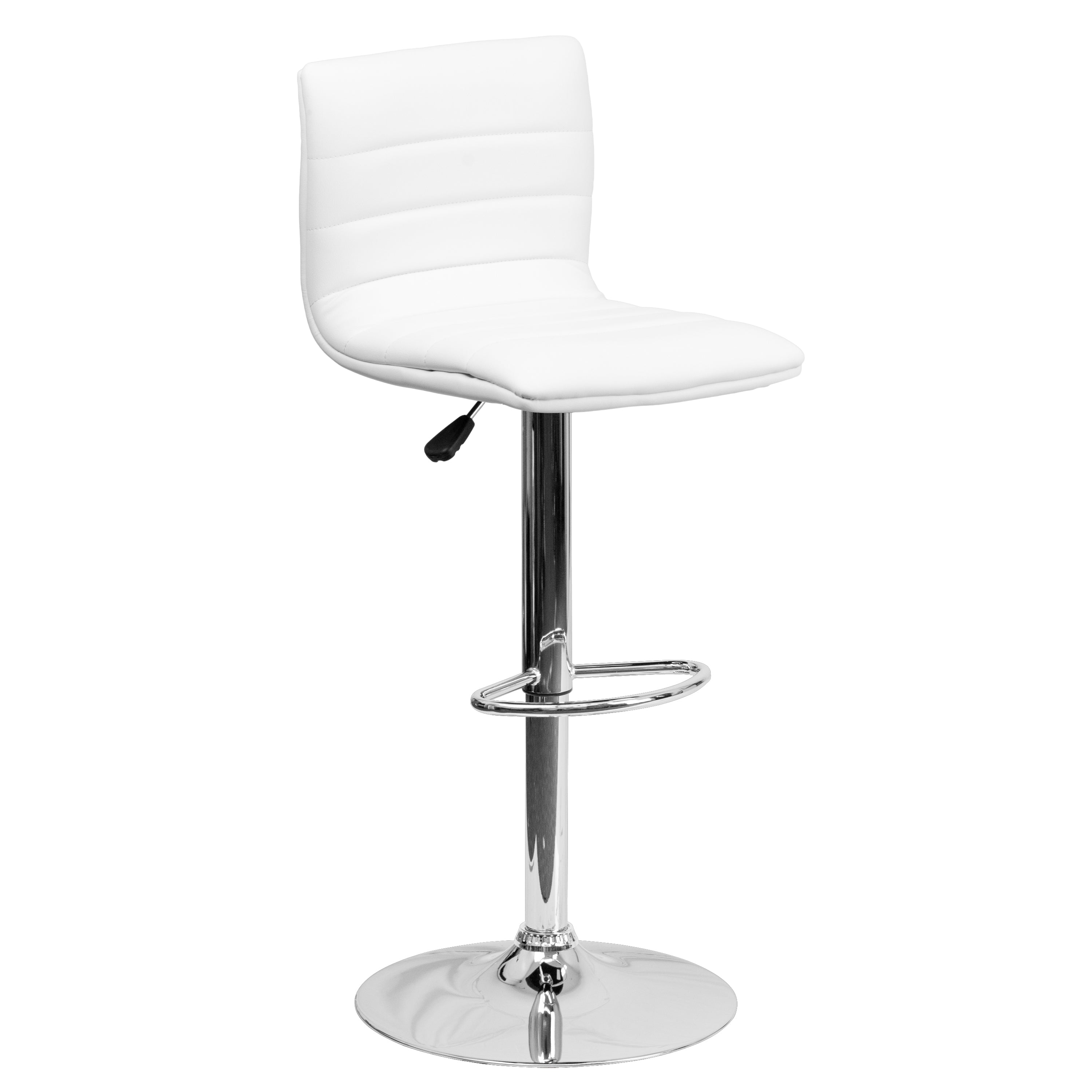 Modern Vinyl Adjustable Height Barstool with Back, Swivel Stool with Pedestal Base and Footrest