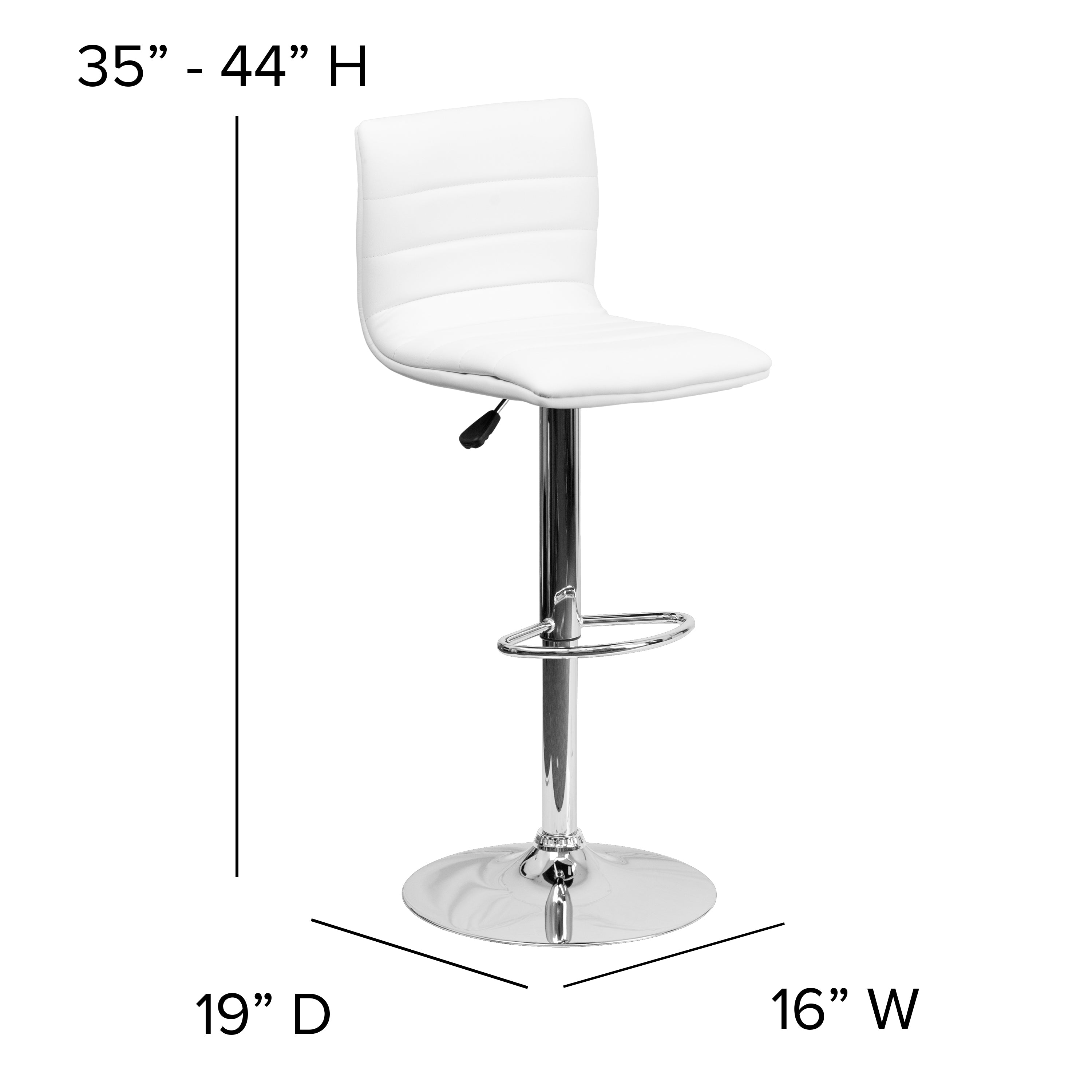 Modern Vinyl Adjustable Height Barstool with Back, Swivel Stool with Pedestal Base and Footrest-Bar Stool-Flash Furniture-Wall2Wall Furnishings