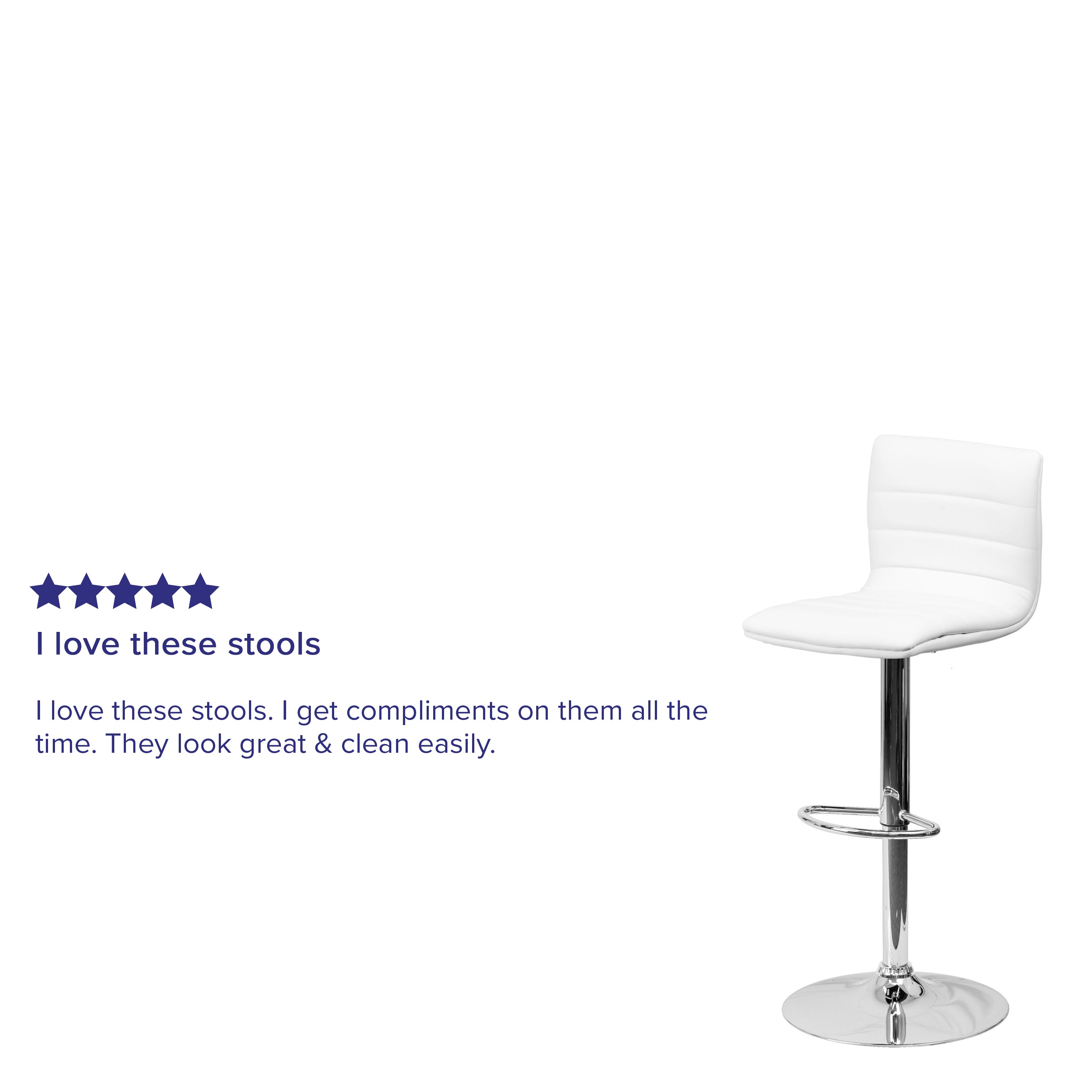 Modern Vinyl Adjustable Height Barstool with Back, Swivel Stool with Pedestal Base and Footrest