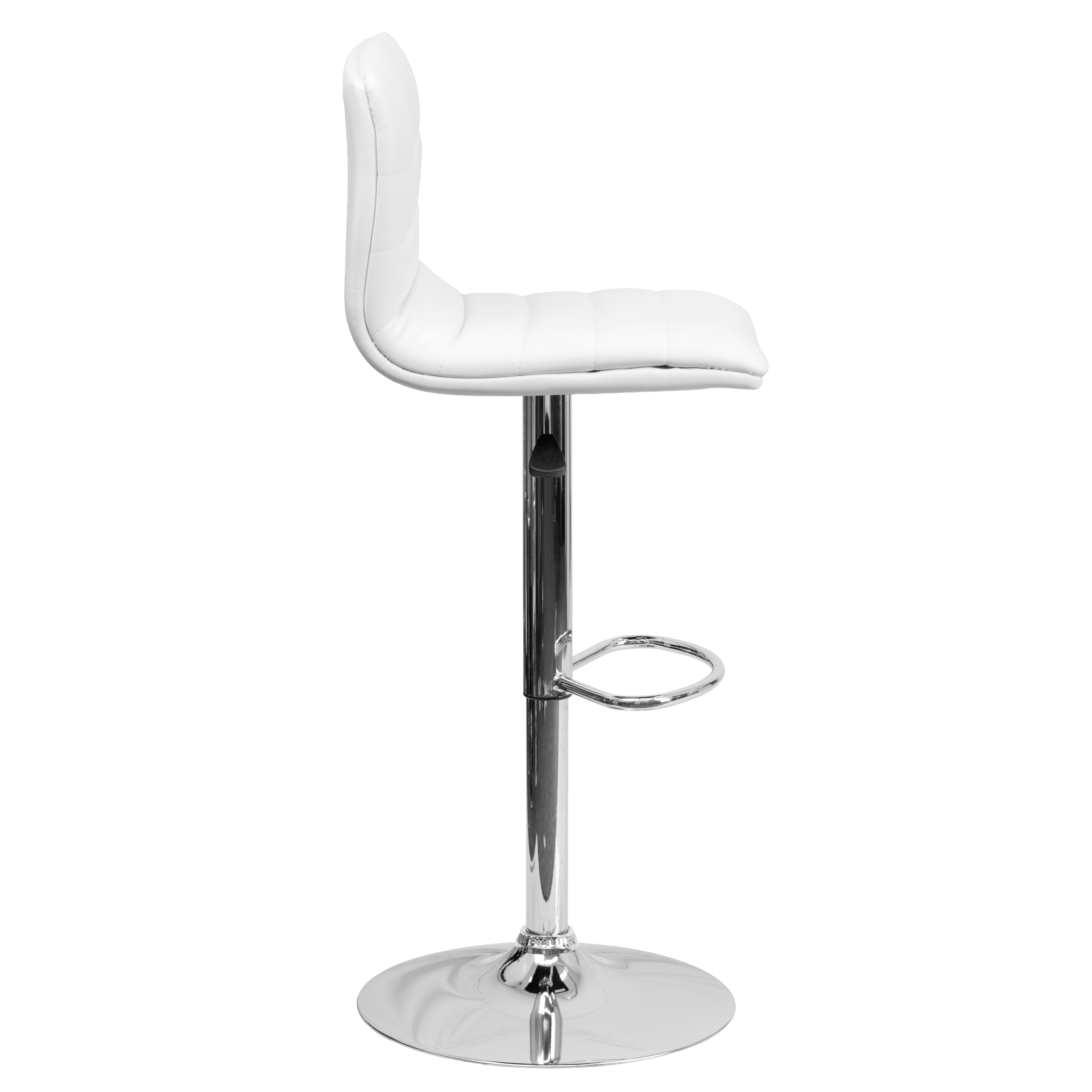 Modern Vinyl Adjustable Height Barstool with Back, Swivel Stool with Pedestal Base and Footrest