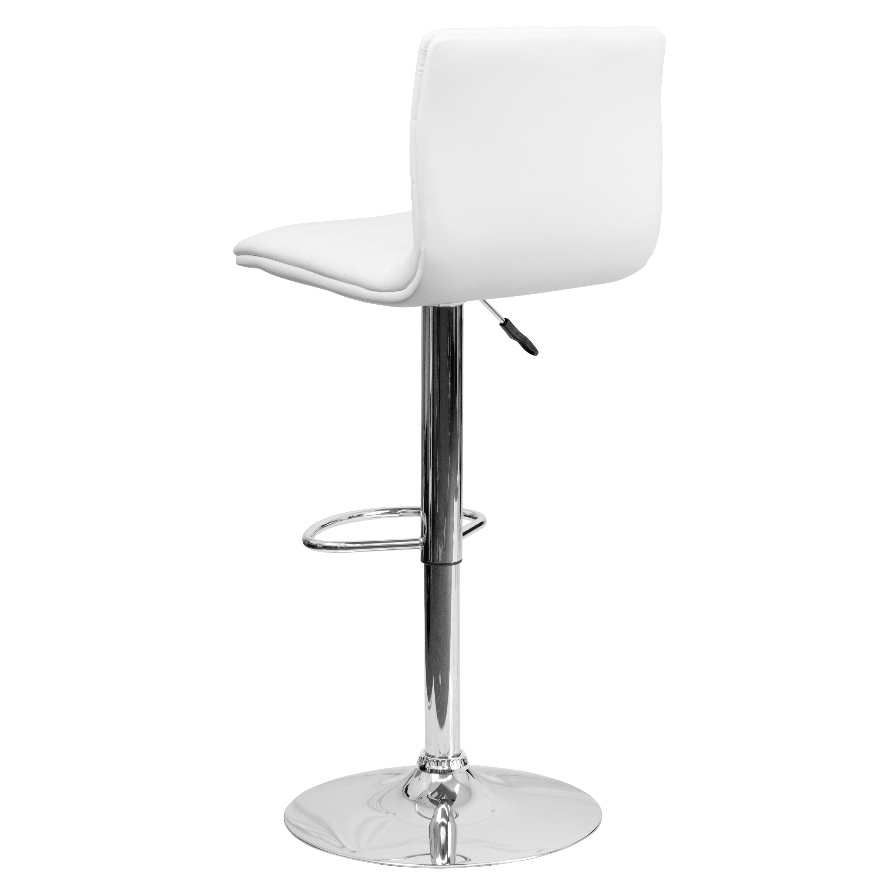 Modern Vinyl Adjustable Height Barstool with Back, Swivel Stool with Pedestal Base and Footrest