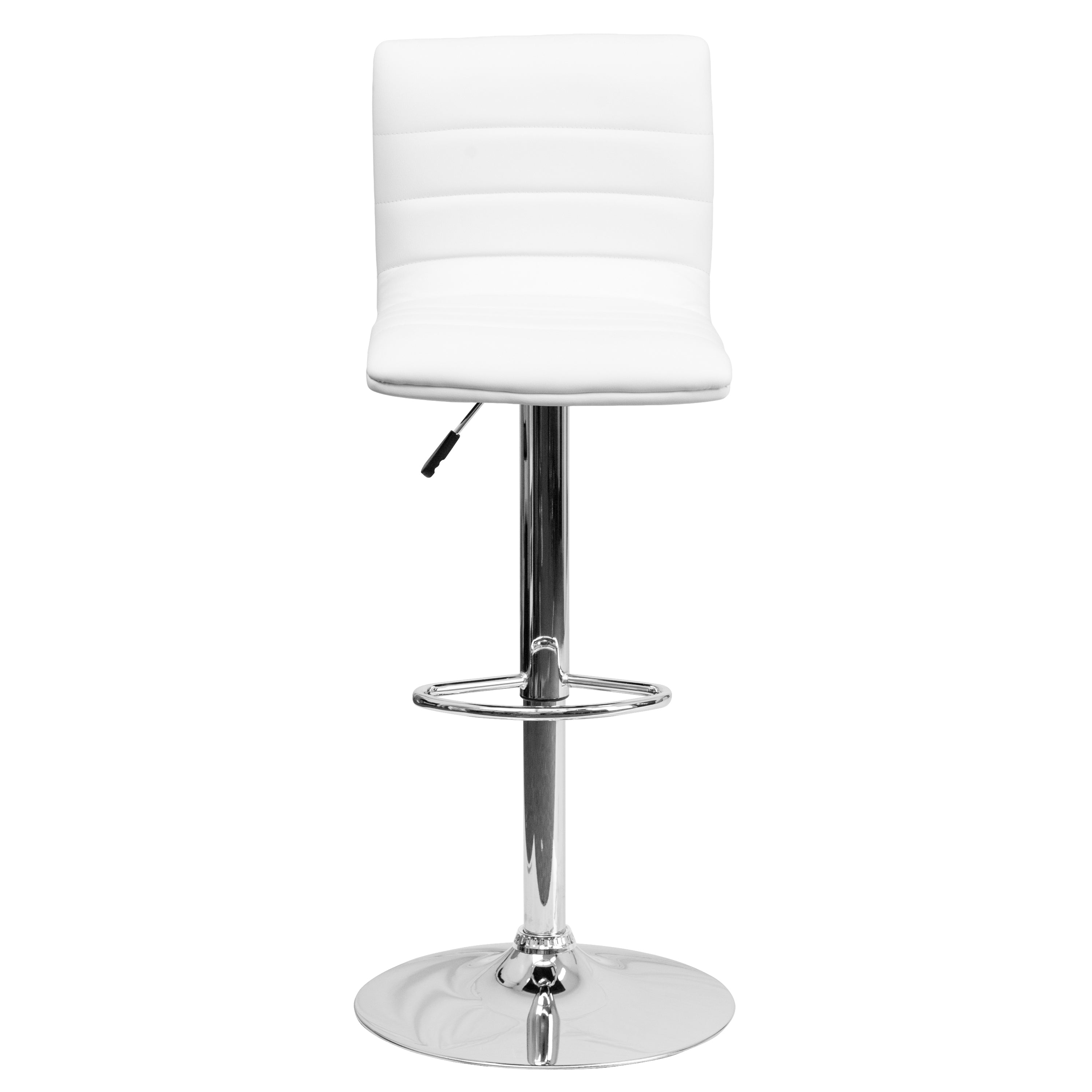 Modern Vinyl Adjustable Height Barstool with Back, Swivel Stool with Pedestal Base and Footrest
