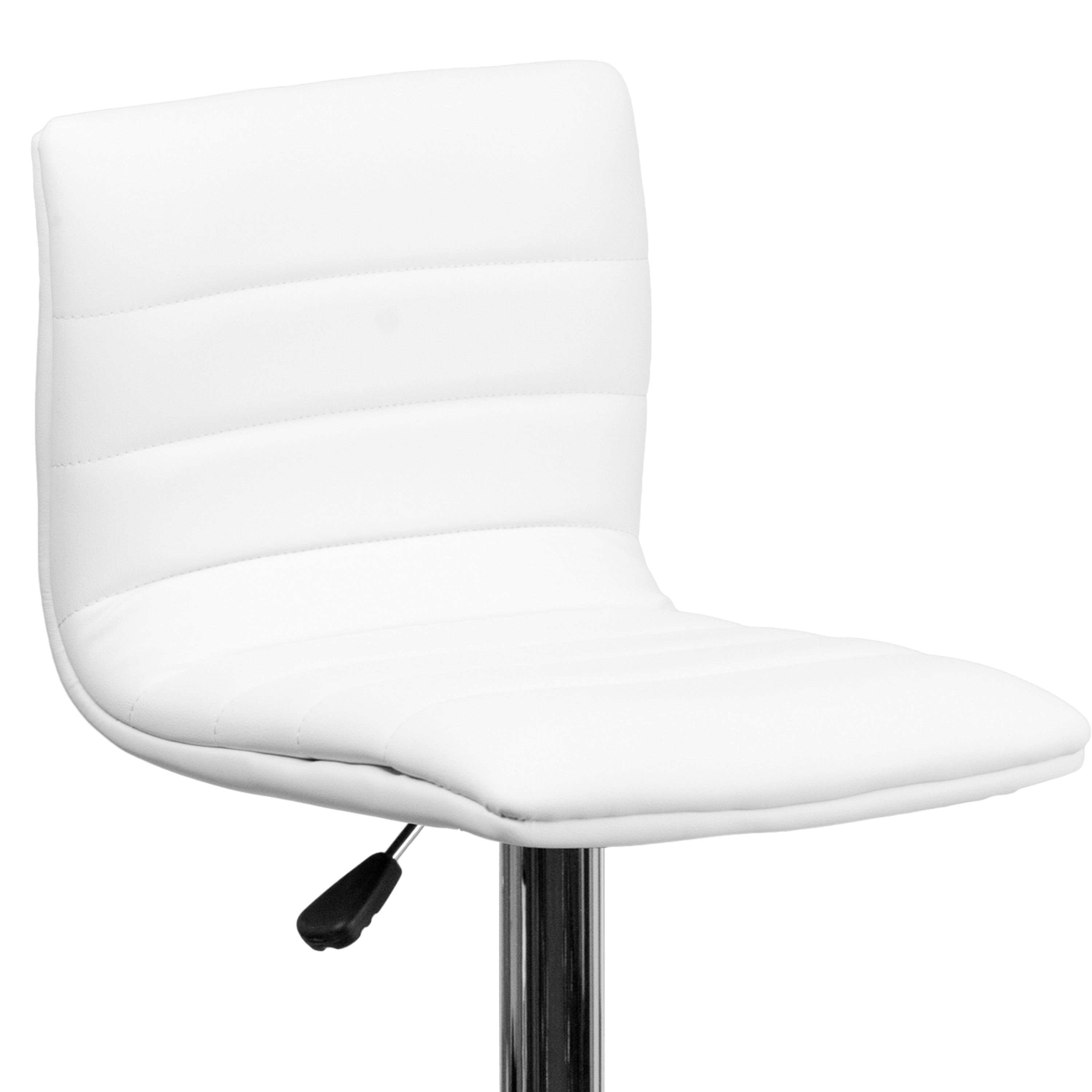 Modern Vinyl Adjustable Height Barstool with Back, Swivel Stool with Pedestal Base and Footrest