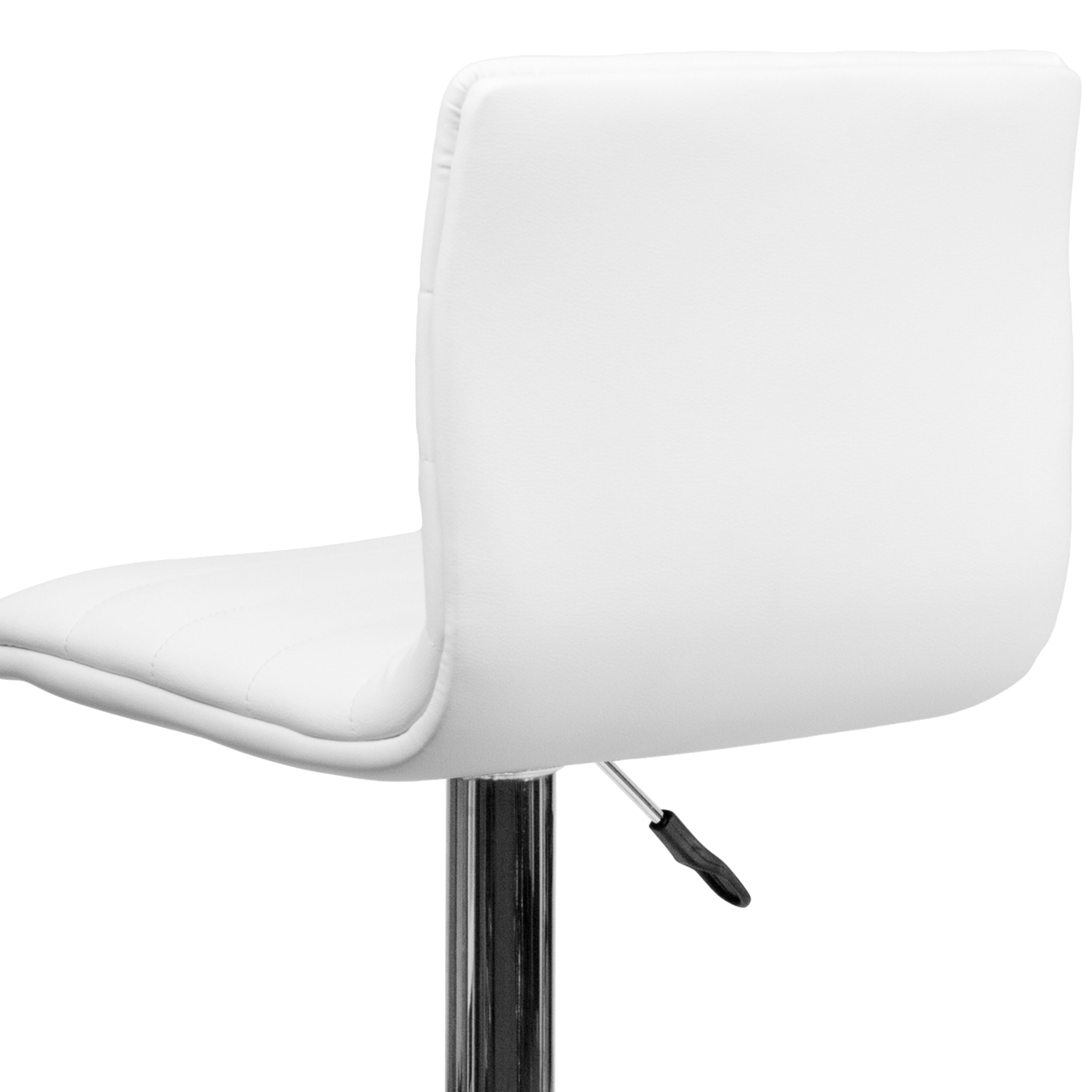 Modern Vinyl Adjustable Height Barstool with Back, Swivel Stool with Pedestal Base and Footrest