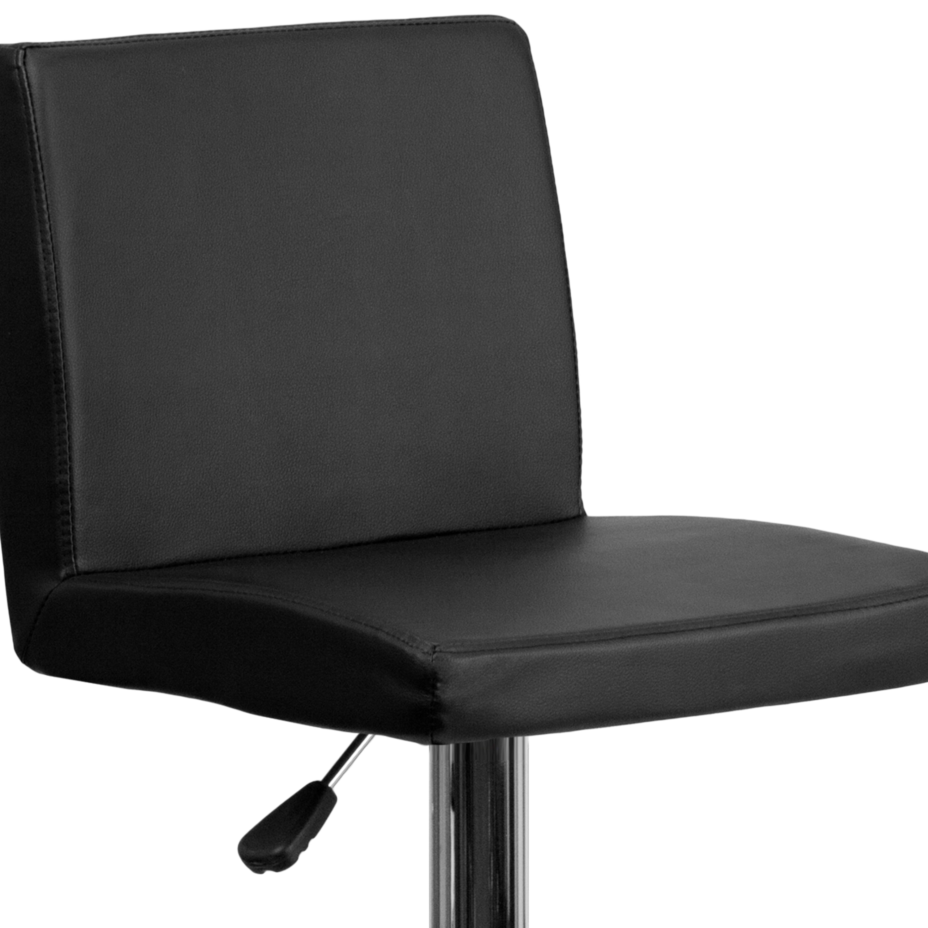 Contemporary Vinyl Adjustable Height Barstool with Panel Back and Chrome Base