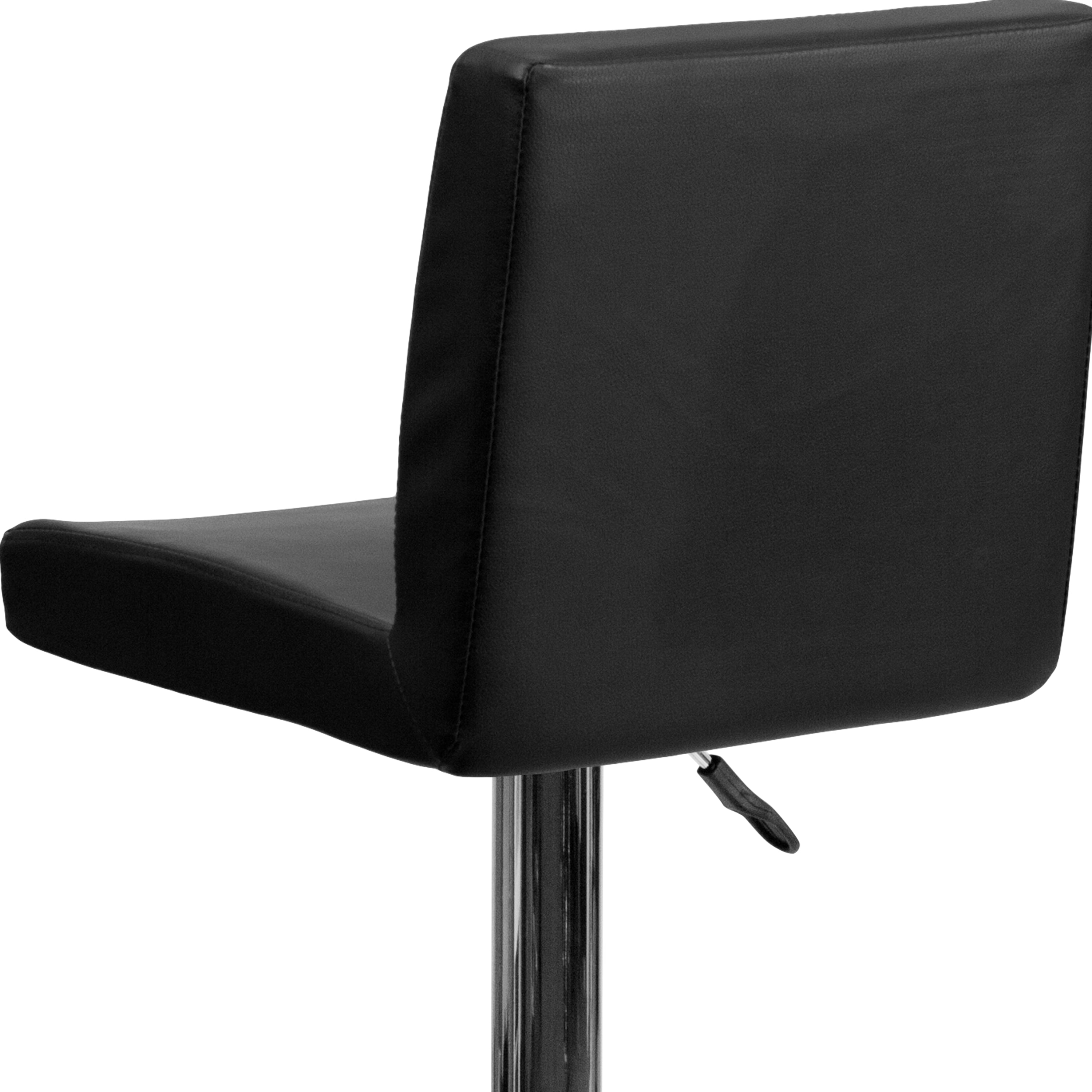 Contemporary Vinyl Adjustable Height Barstool with Panel Back and Chrome Base