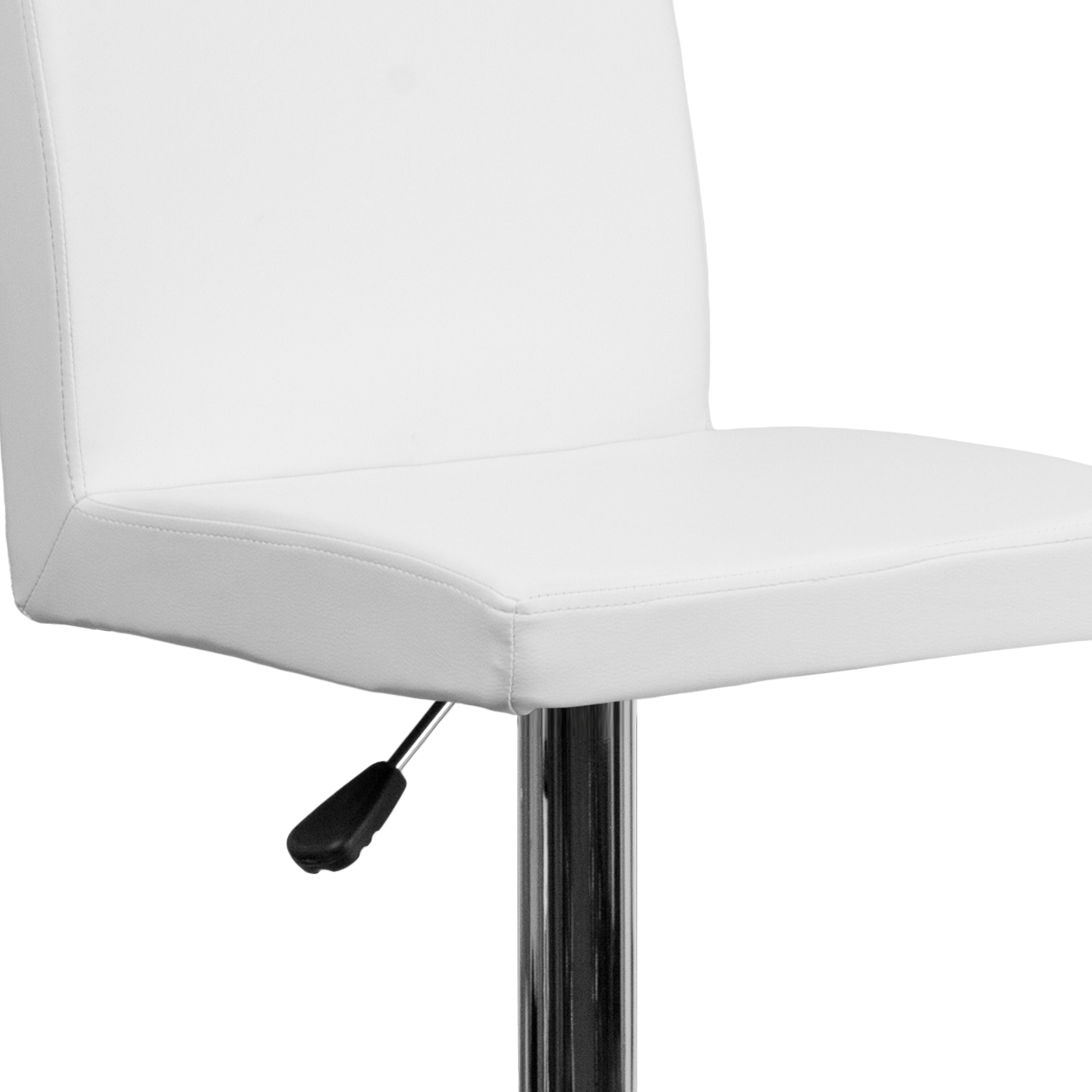 Contemporary Vinyl Adjustable Height Barstool with Panel Back and Chrome Base