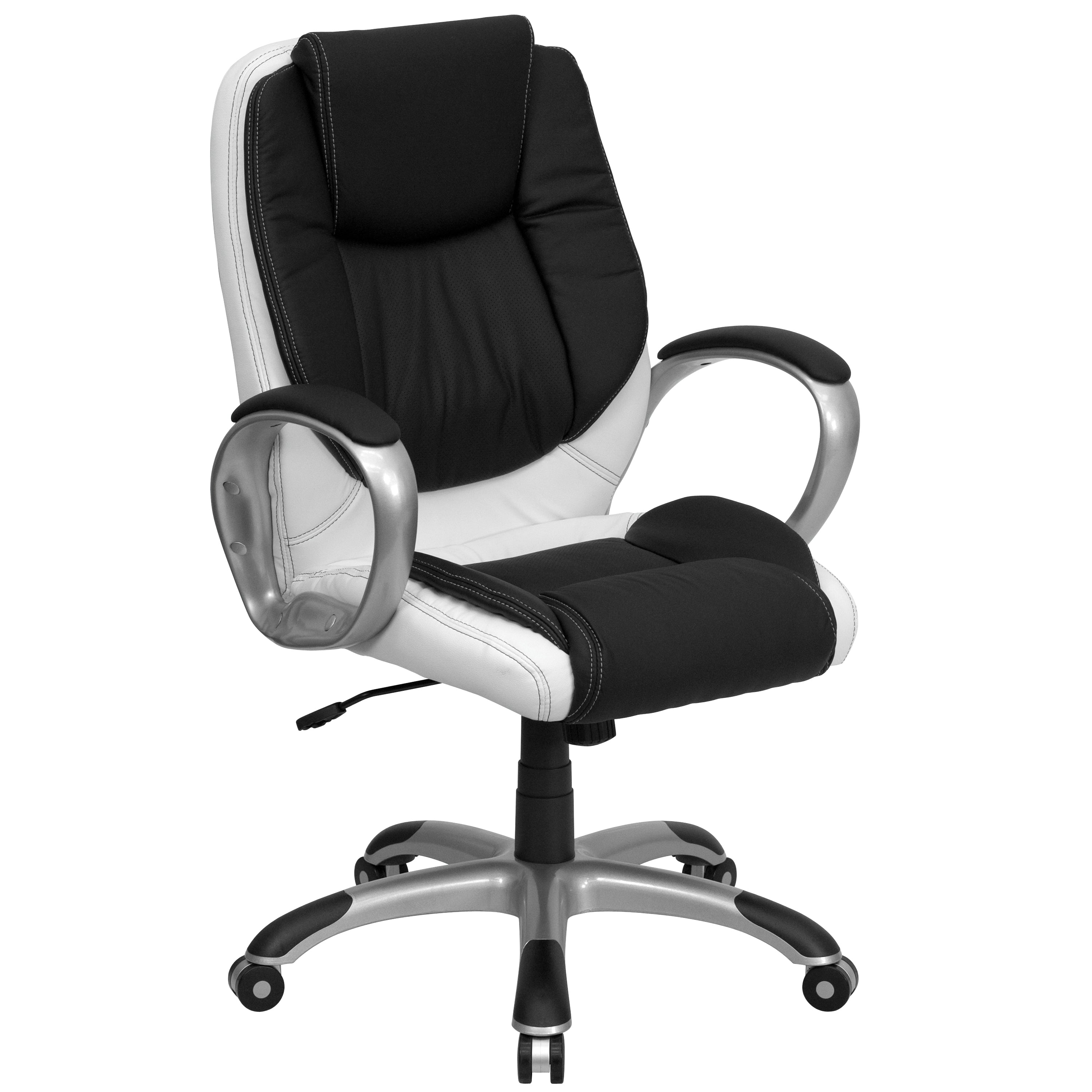 Mid-Back Two-Tone LeatherSoft Executive Swivel Office Chair with Arms-Office Chair-Flash Furniture-Wall2Wall Furnishings