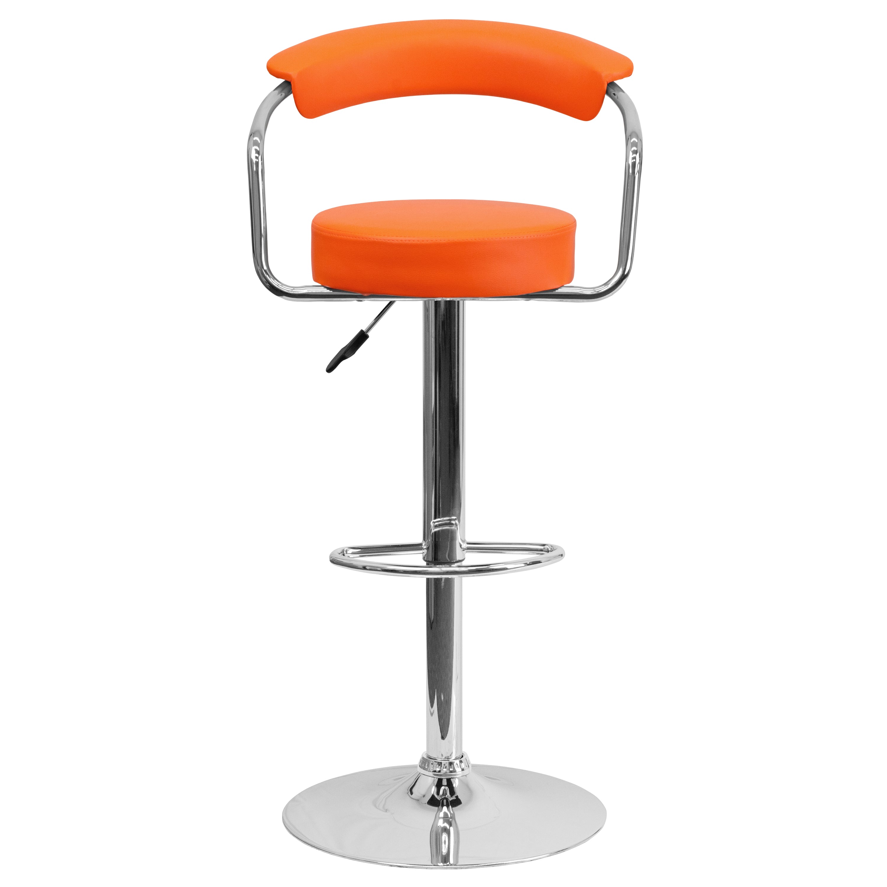 Contemporary Vinyl Adjustable Height Barstool with Arms and Chrome Base
