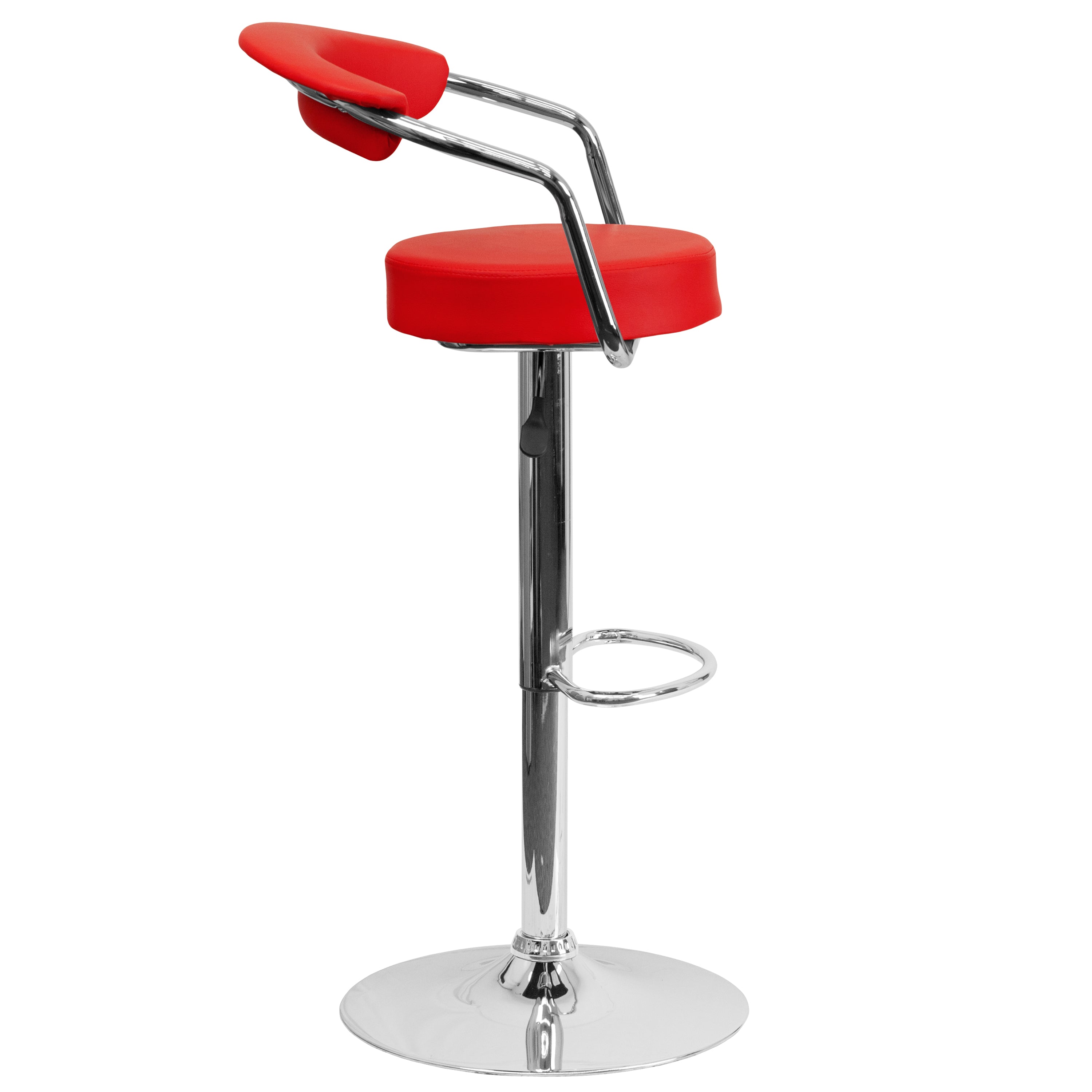 Contemporary Vinyl Adjustable Height Barstool with Arms and Chrome Base