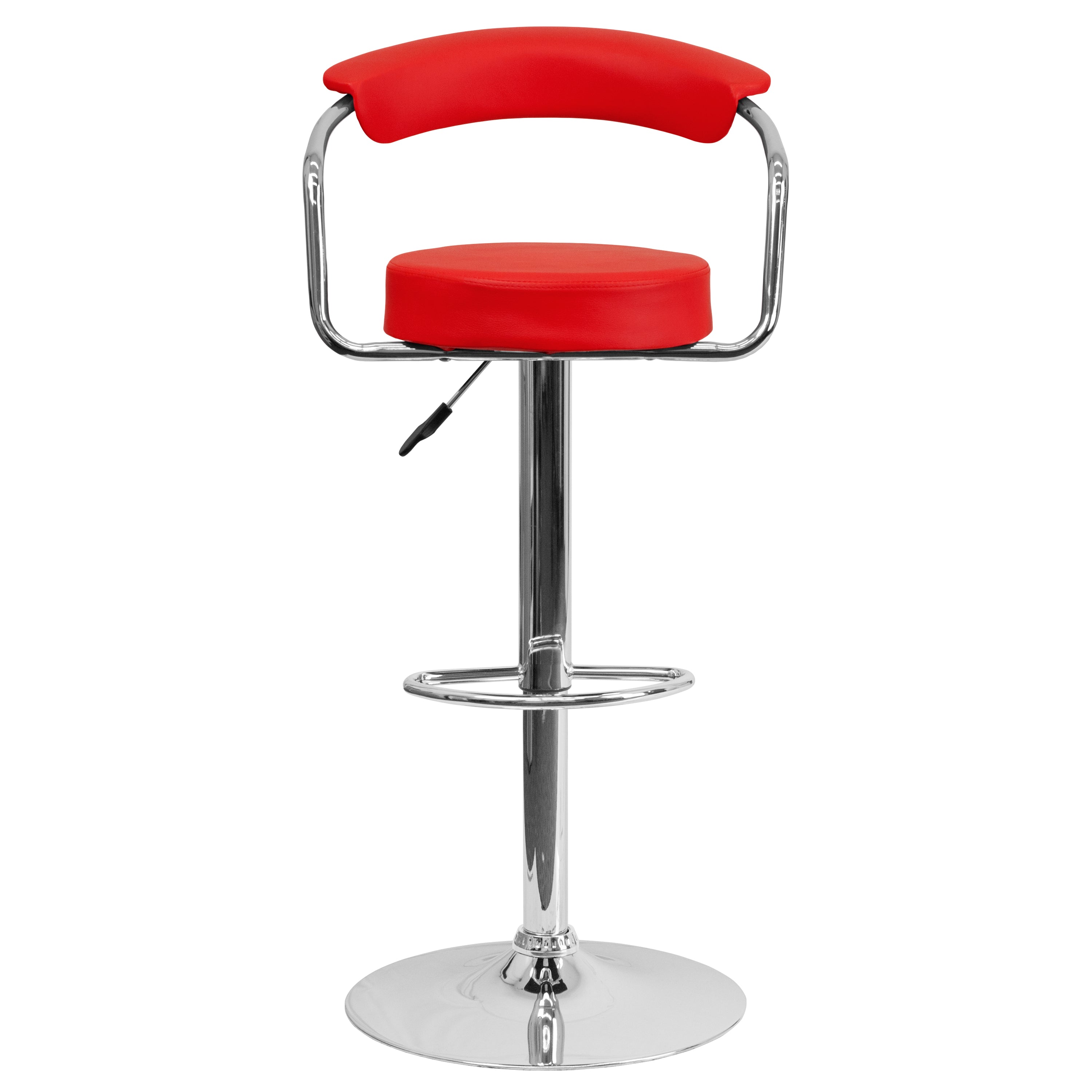 Contemporary Vinyl Adjustable Height Barstool with Arms and Chrome Base