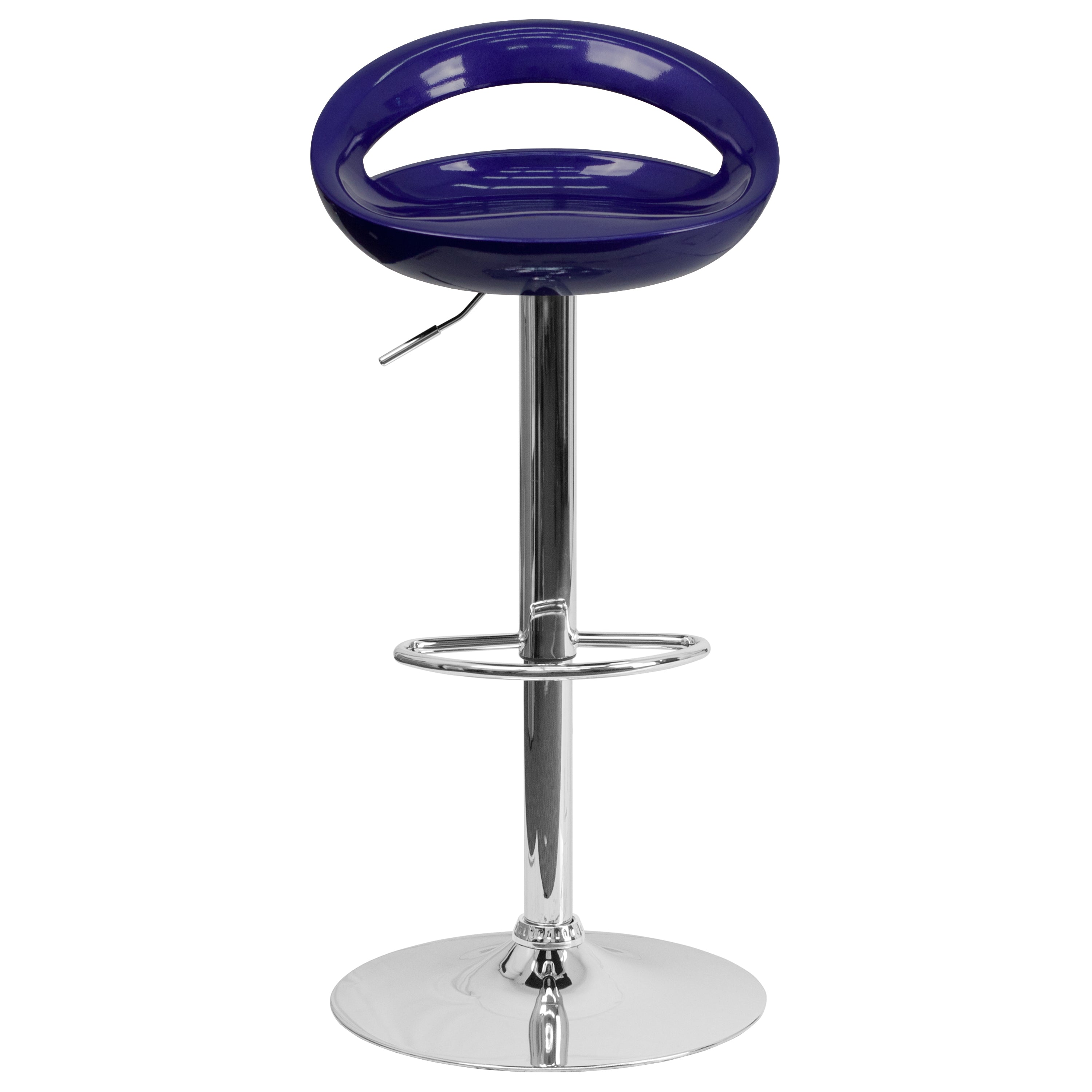 Contemporary Plastic Adjustable Height Barstool with Rounded Cutout Back and Chrome Base-Bar Stool-Flash Furniture-Wall2Wall Furnishings