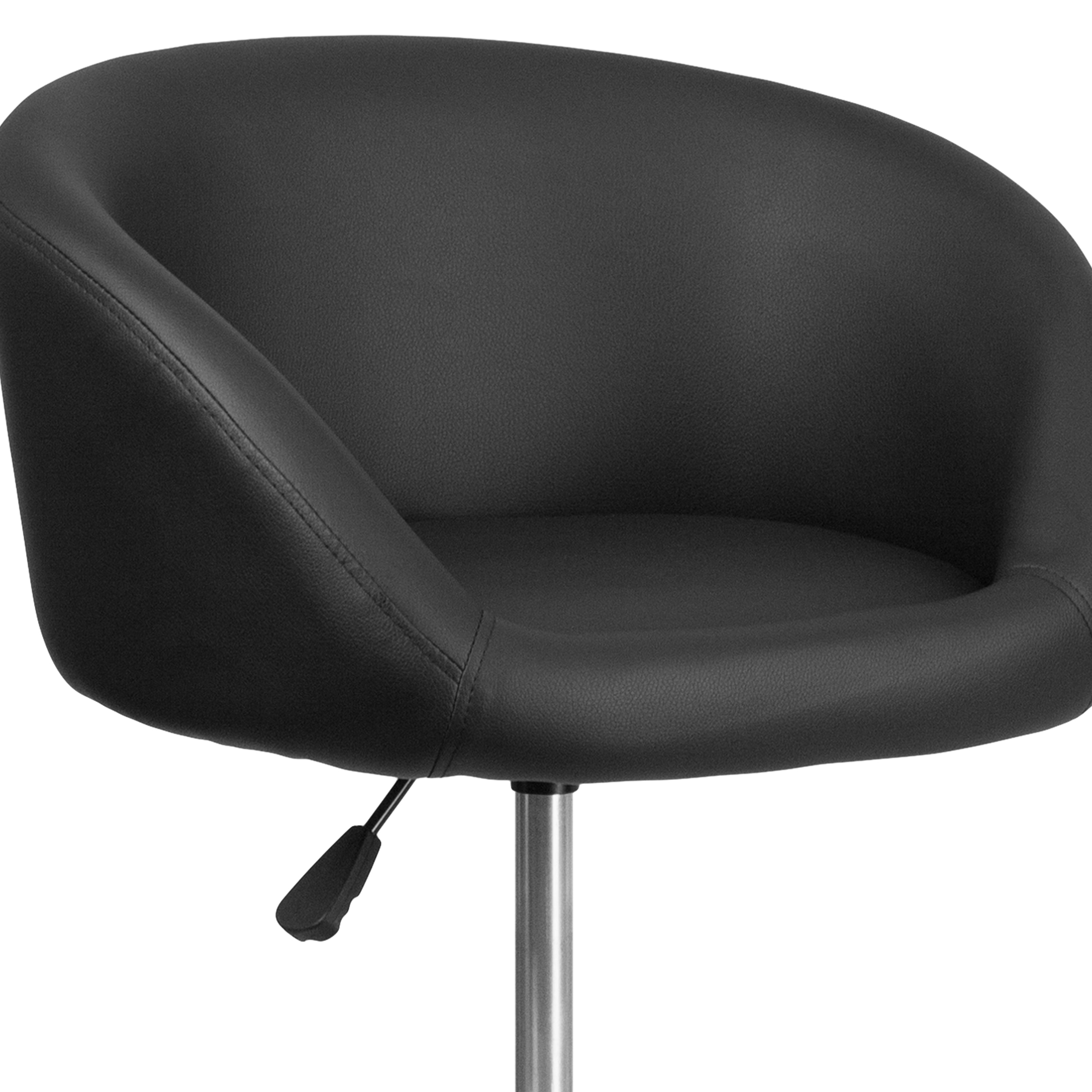 Contemporary Adjustable Height Barstool with Barrel Back and Chrome Base