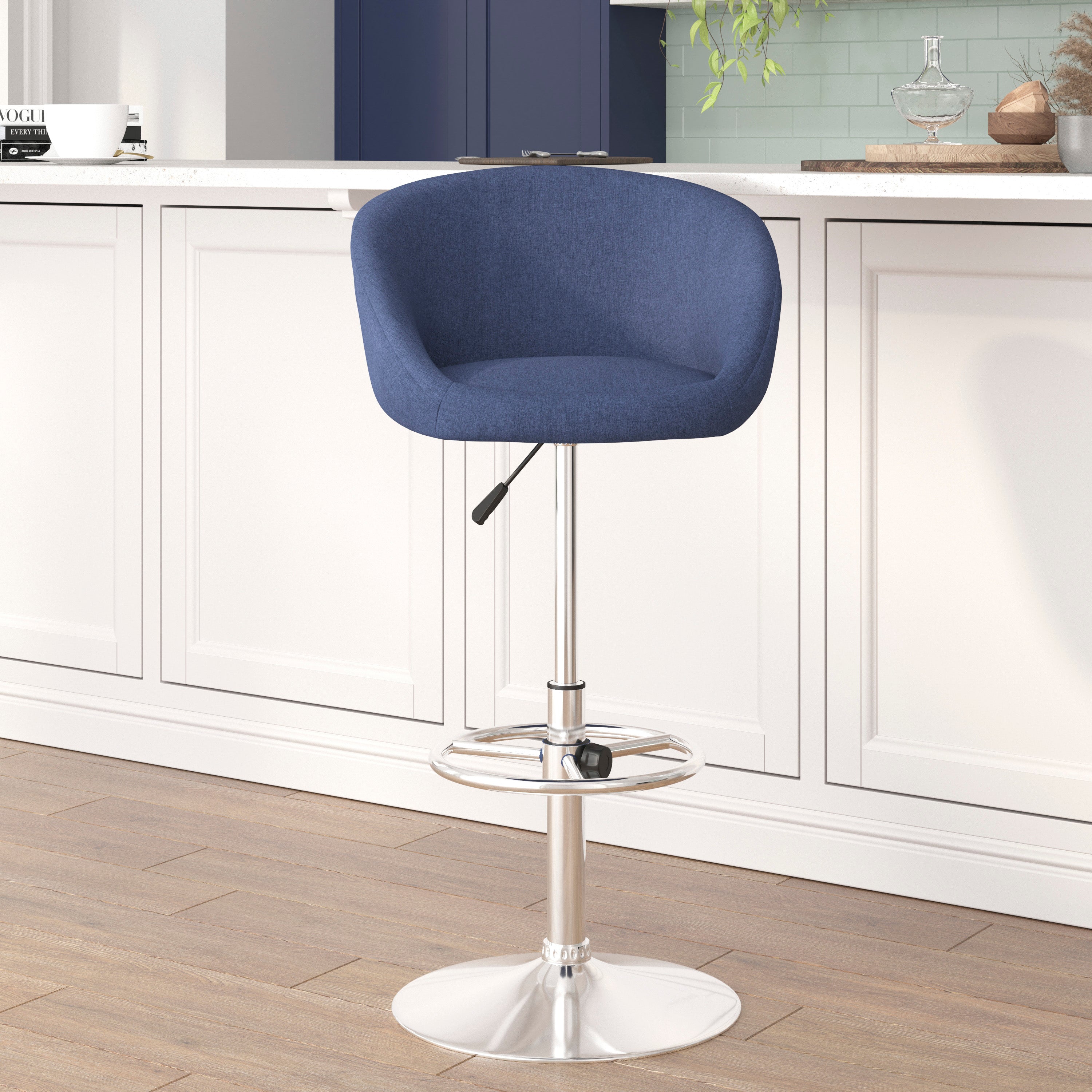 Contemporary Adjustable Height Barstool with Barrel Back and Chrome Base-Bar Stool-Flash Furniture-Wall2Wall Furnishings