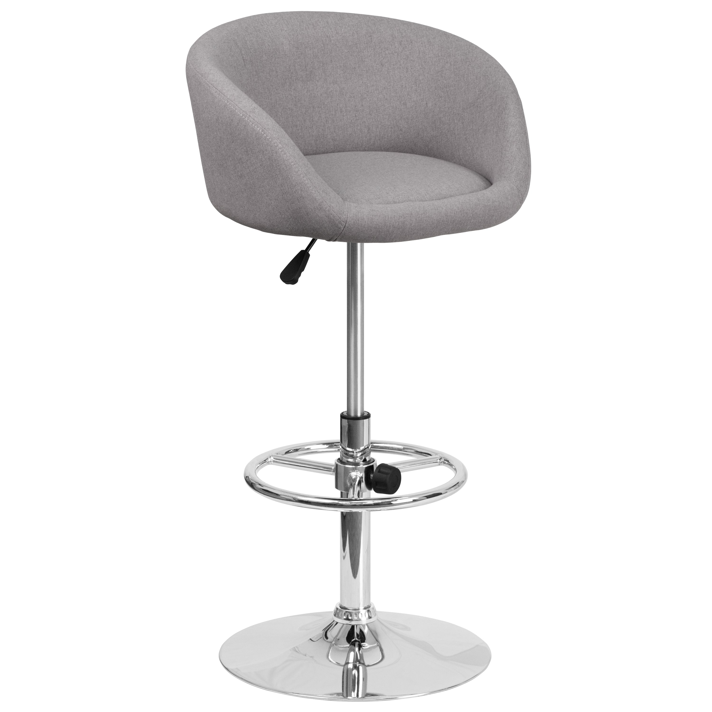 Contemporary Adjustable Height Barstool with Barrel Back and Chrome Base-Bar Stool-Flash Furniture-Wall2Wall Furnishings