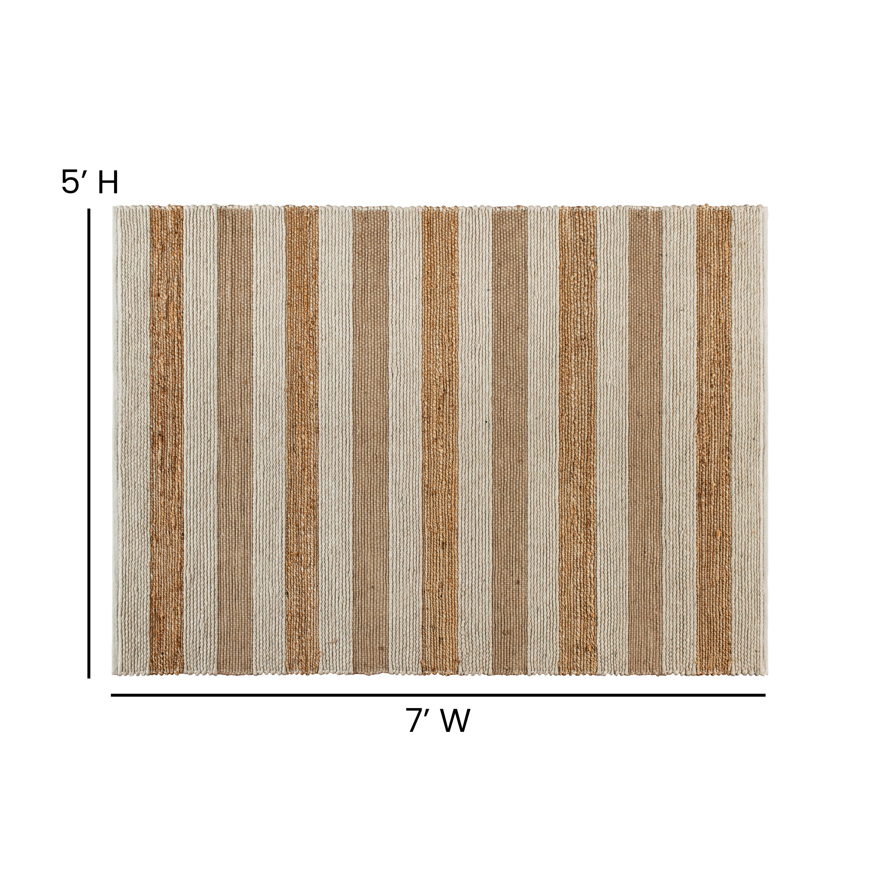 Handwoven Striped Jute Blend Area Rug in Tones-Indoor Area Rug-Flash Furniture-Wall2Wall Furnishings
