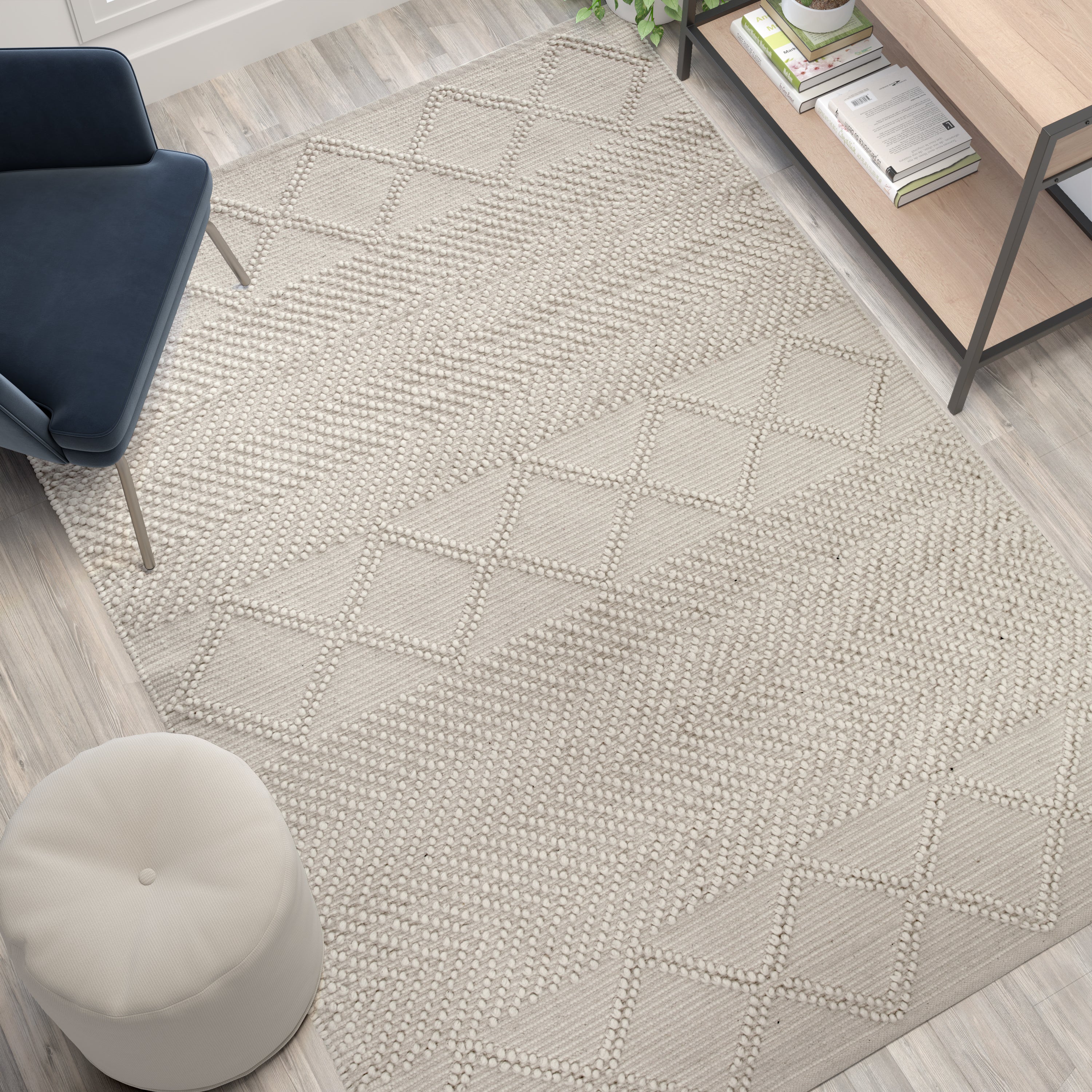 Geometric Design Handwoven Area Rug - Wool/Polyester/Cotton Blend-Area Rug-Flash Furniture-Wall2Wall Furnishings