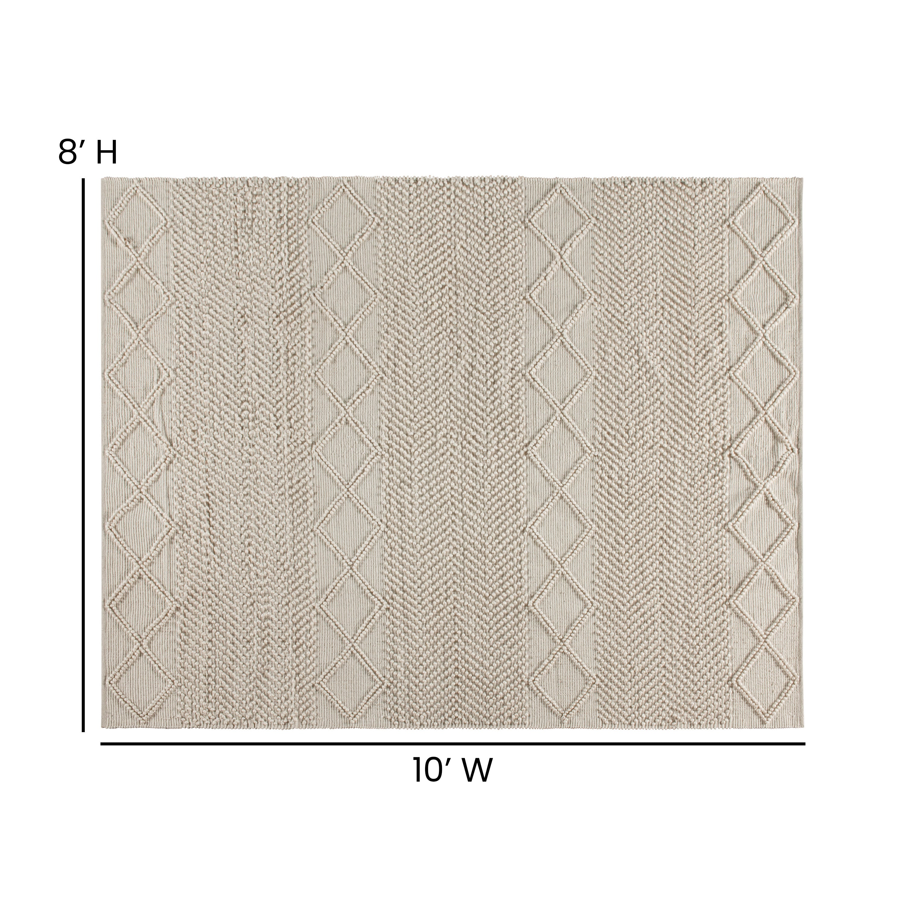 Geometric Design Handwoven Area Rug - Wool/Polyester/Cotton Blend