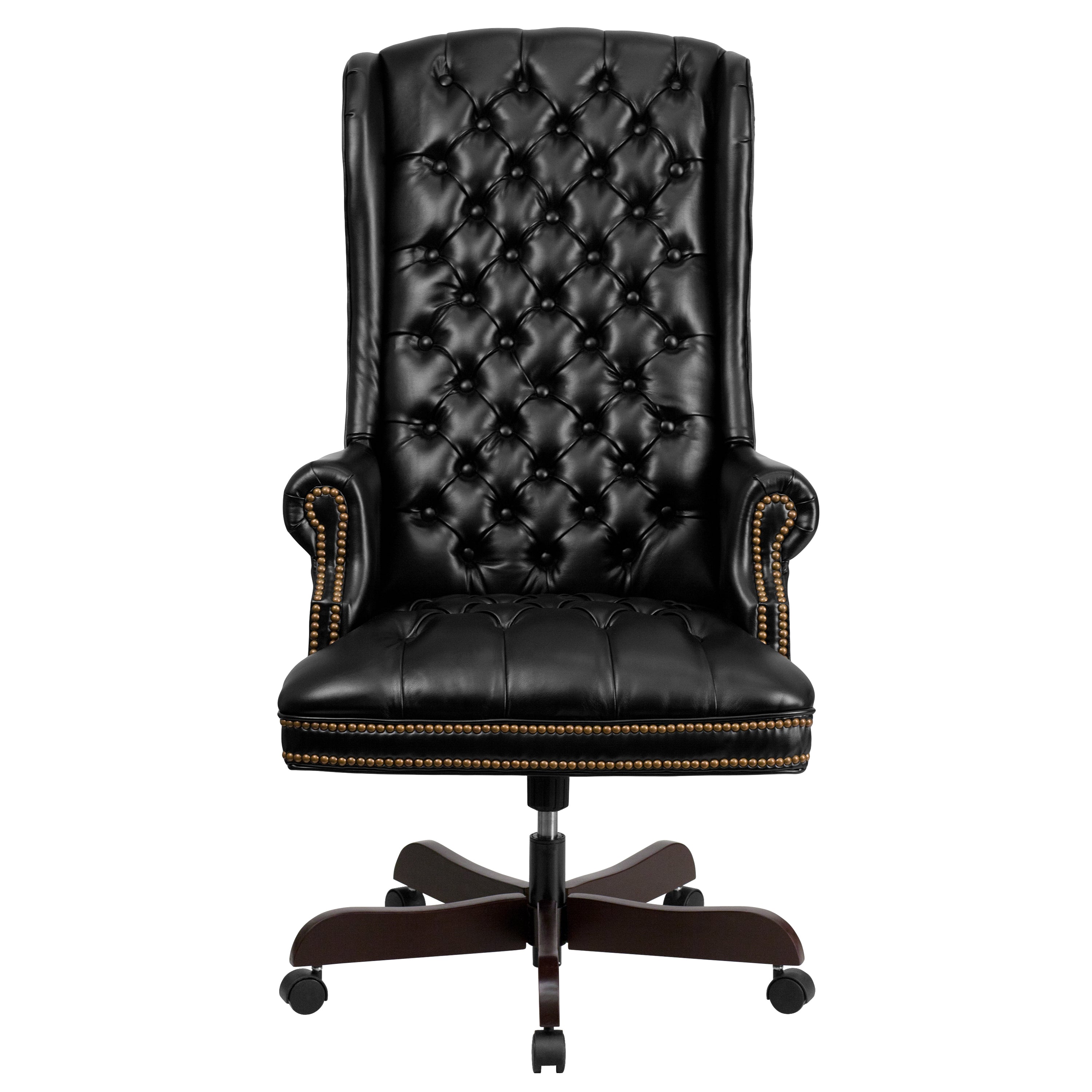 High Back Traditional Fully Tufted LeatherSoft Executive Swivel Ergonomic Office Chair with Arms
