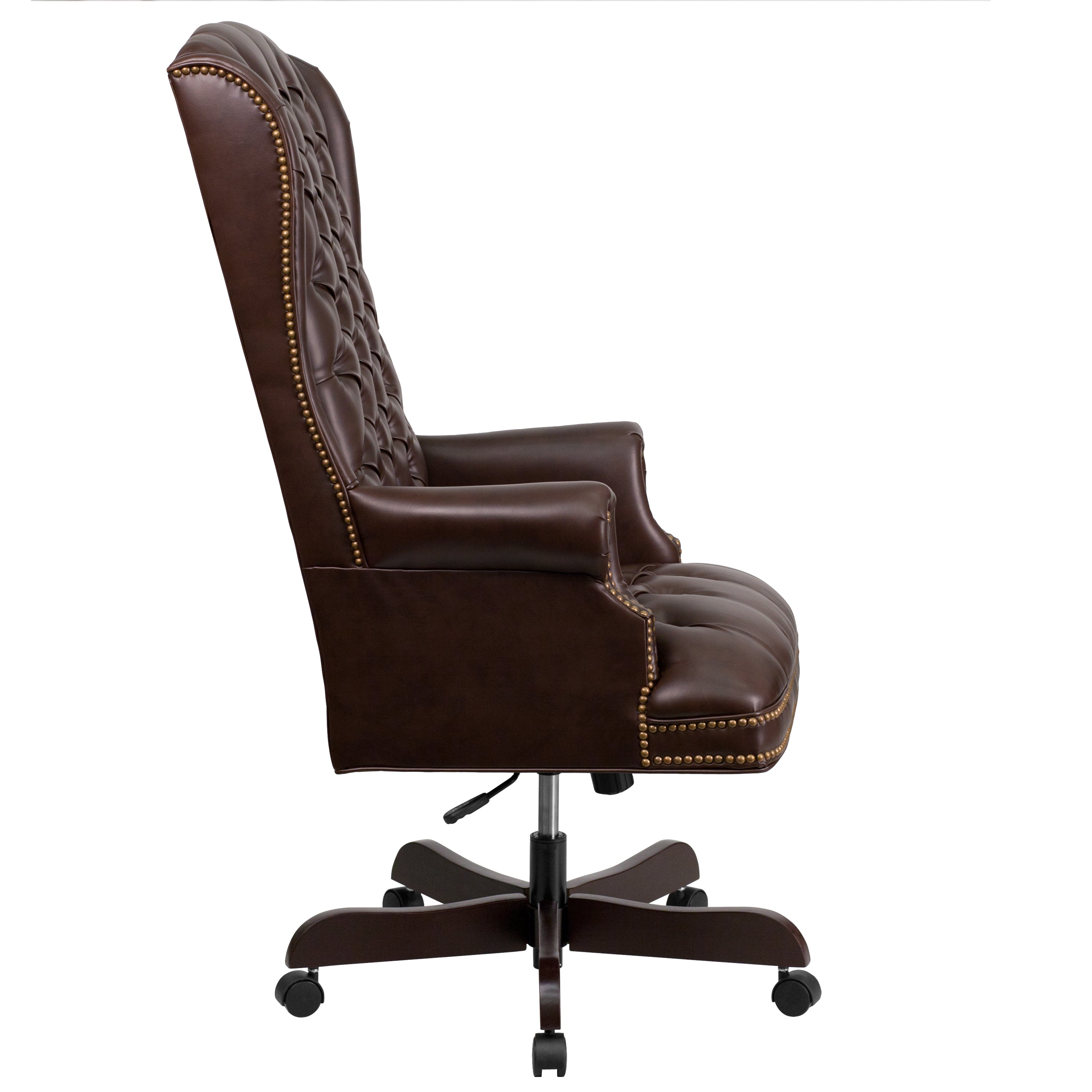 High Back Traditional Fully Tufted LeatherSoft Executive Swivel Ergonomic Office Chair with Arms