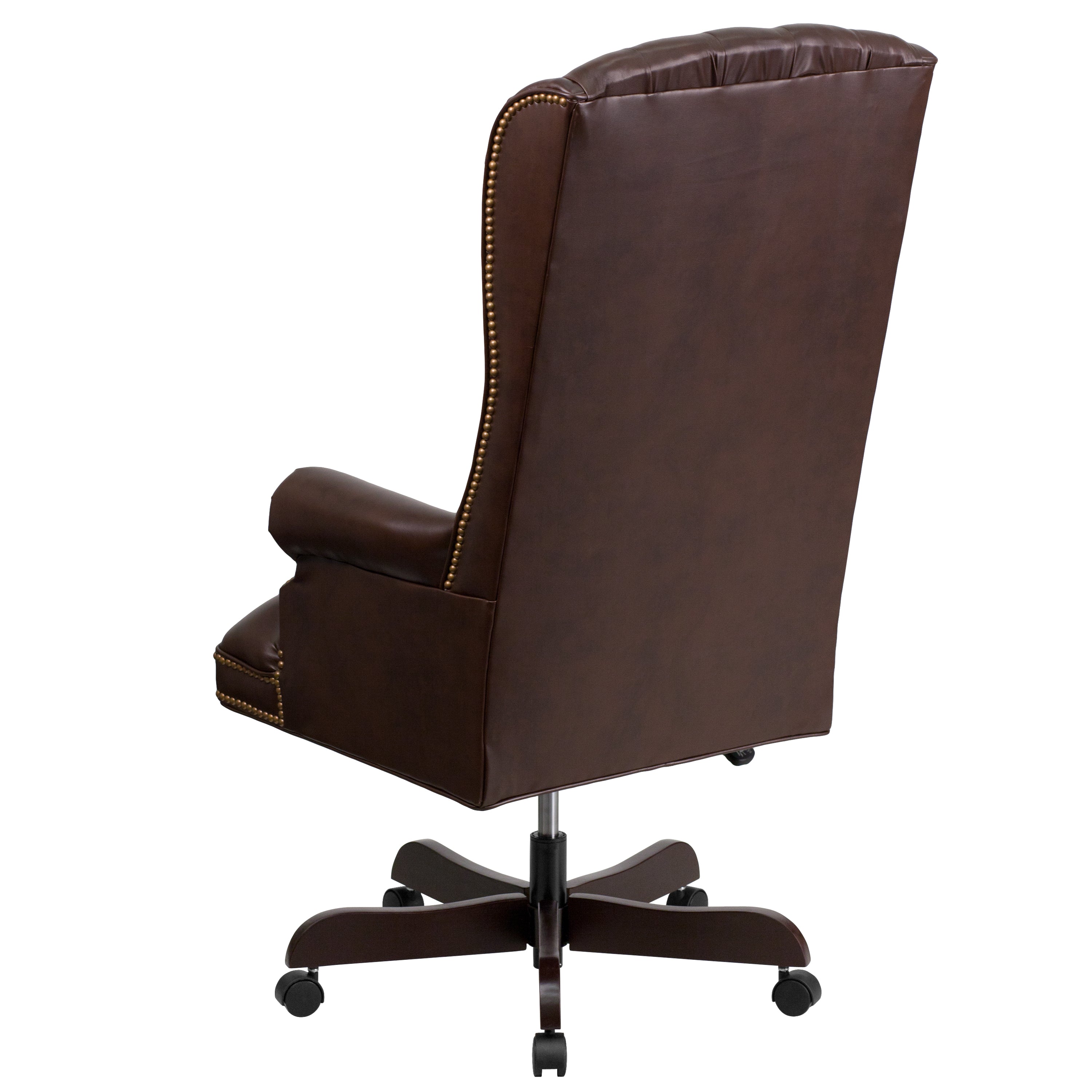 High Back Traditional Fully Tufted LeatherSoft Executive Swivel Ergonomic Office Chair with Arms