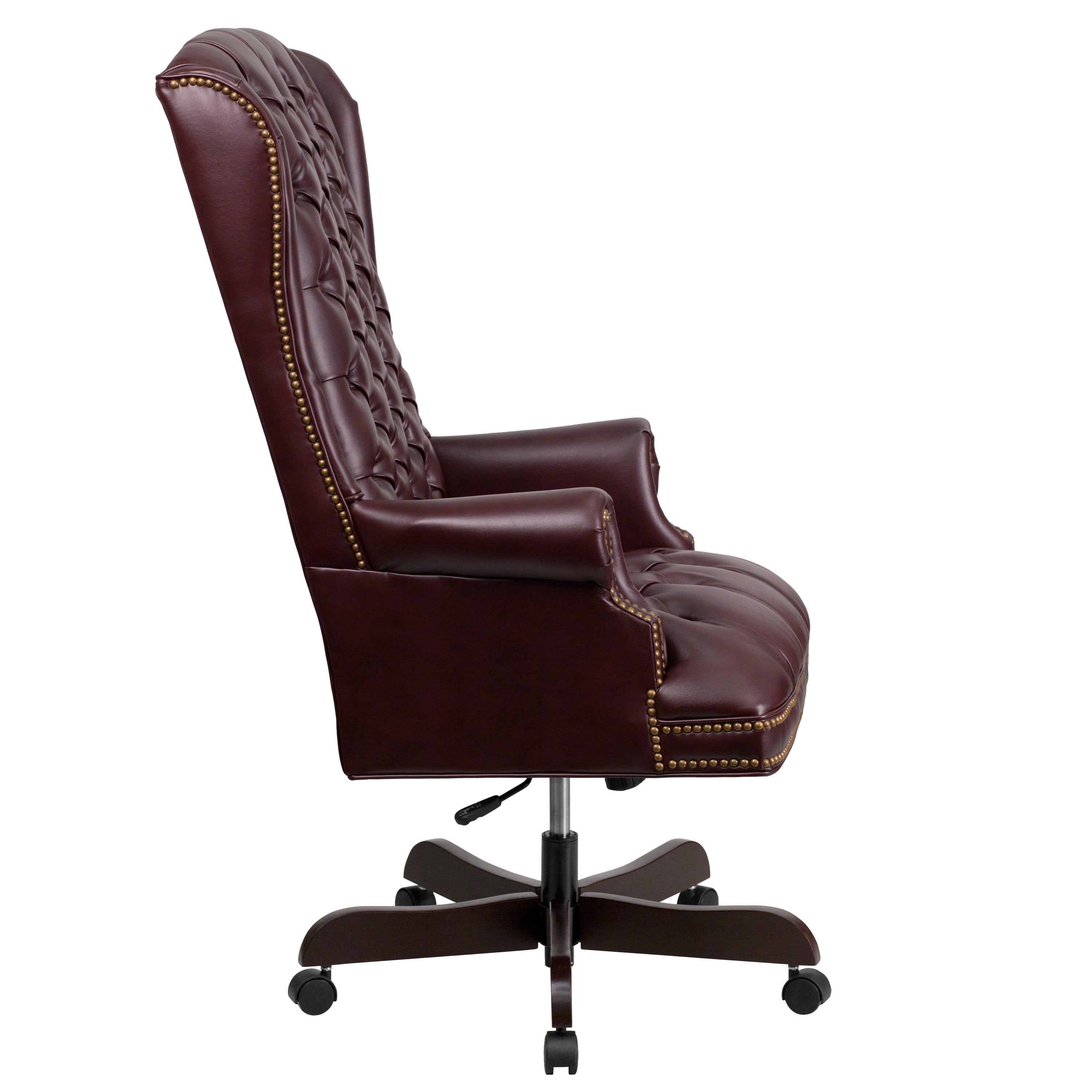 High Back Traditional Fully Tufted LeatherSoft Executive Swivel Ergonomic Office Chair with Arms