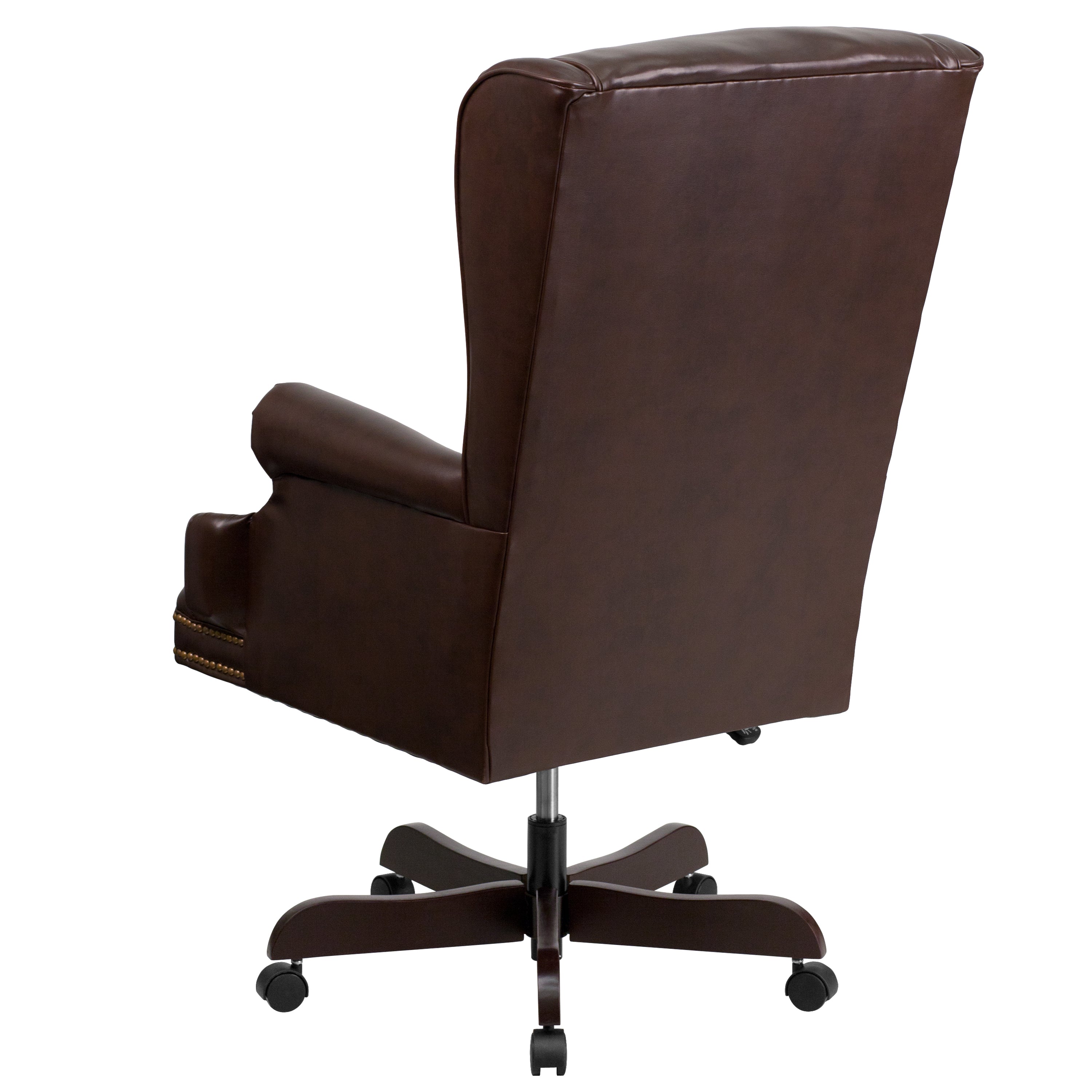 High Back Traditional Tufted LeatherSoft Executive Swivel Ergonomic Office Chair with Oversized Headrest and Nail Trim Arms-Office Chair-Flash Furniture-Wall2Wall Furnishings