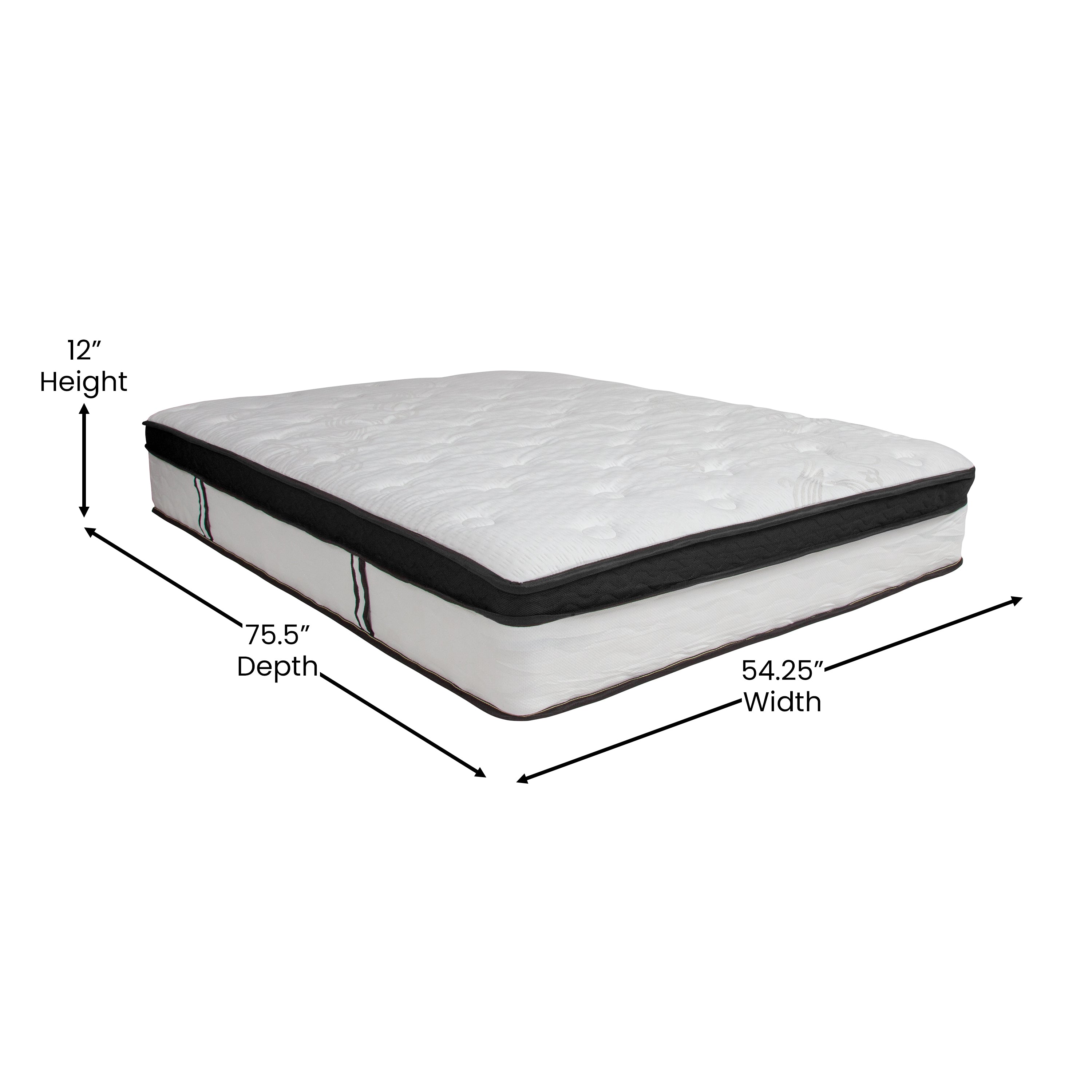 Capri Comfortable Sleep 12 Inch CertiPUR-US Certified Memory Foam & Pocket Spring Mattress, Mattress in a Box