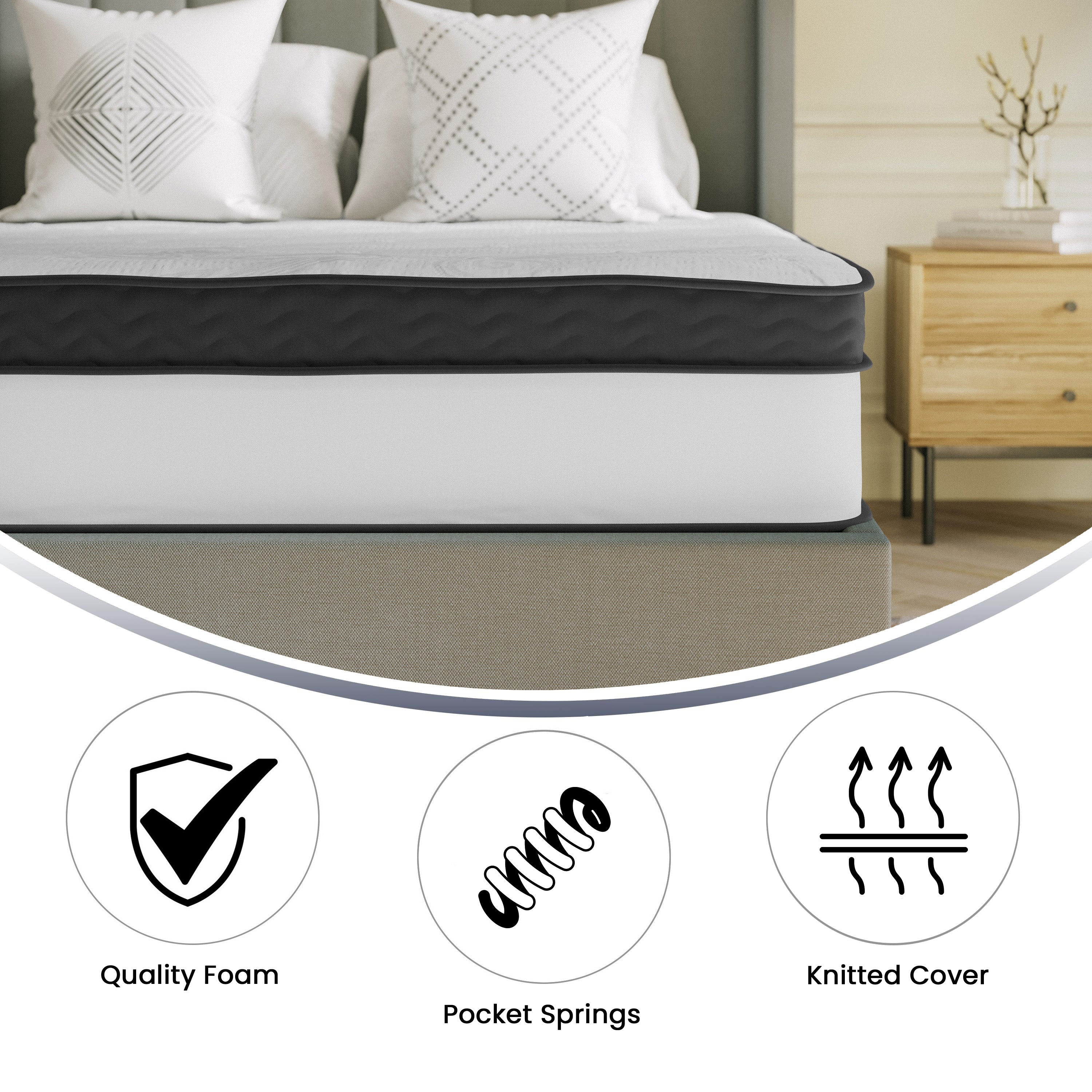 Capri Comfortable Sleep 12 Inch CertiPUR-US Certified Memory Foam & Pocket Spring Mattress, Mattress in a Box