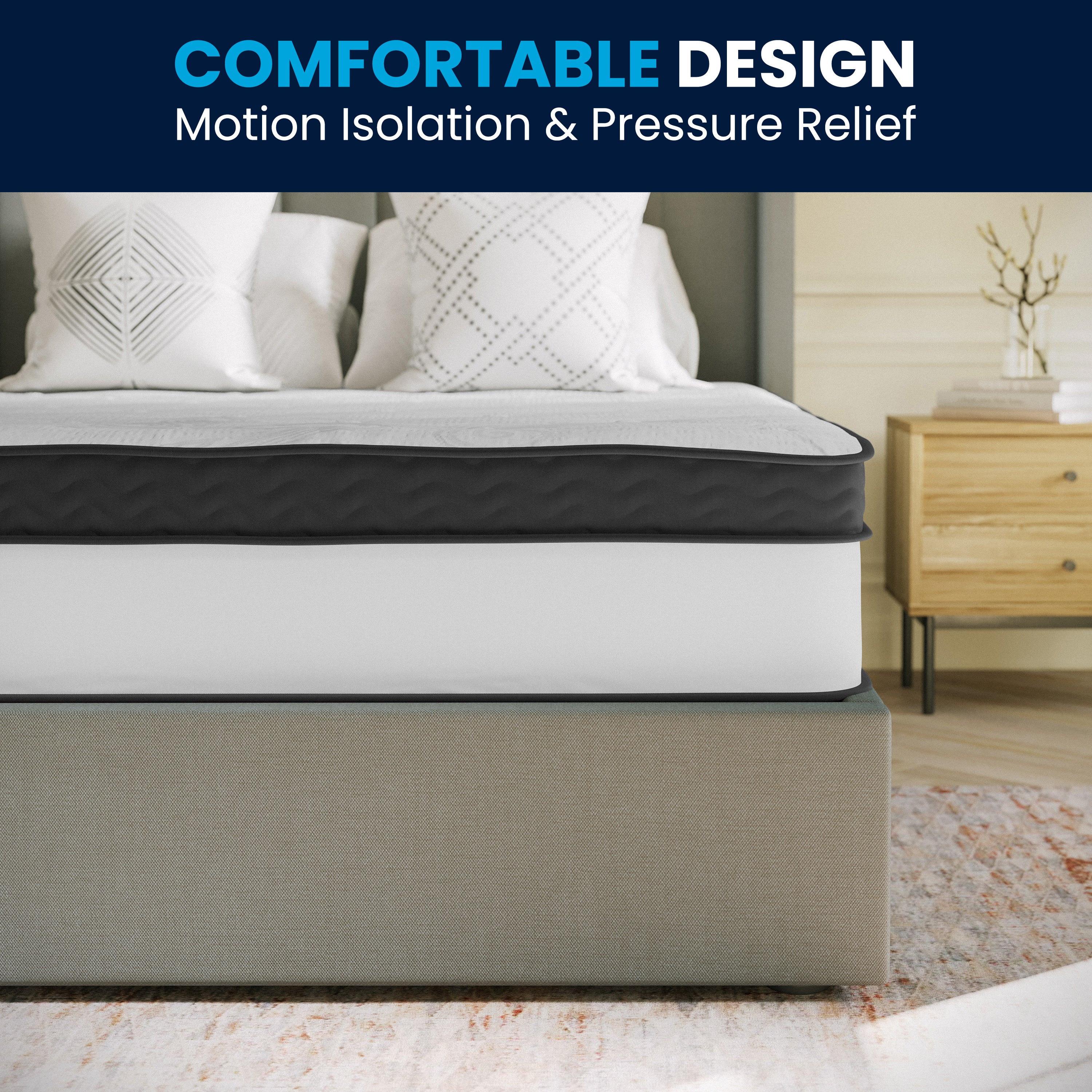 Capri Comfortable Sleep 12 Inch CertiPUR-US Certified Memory Foam & Pocket Spring Mattress, Mattress in a Box