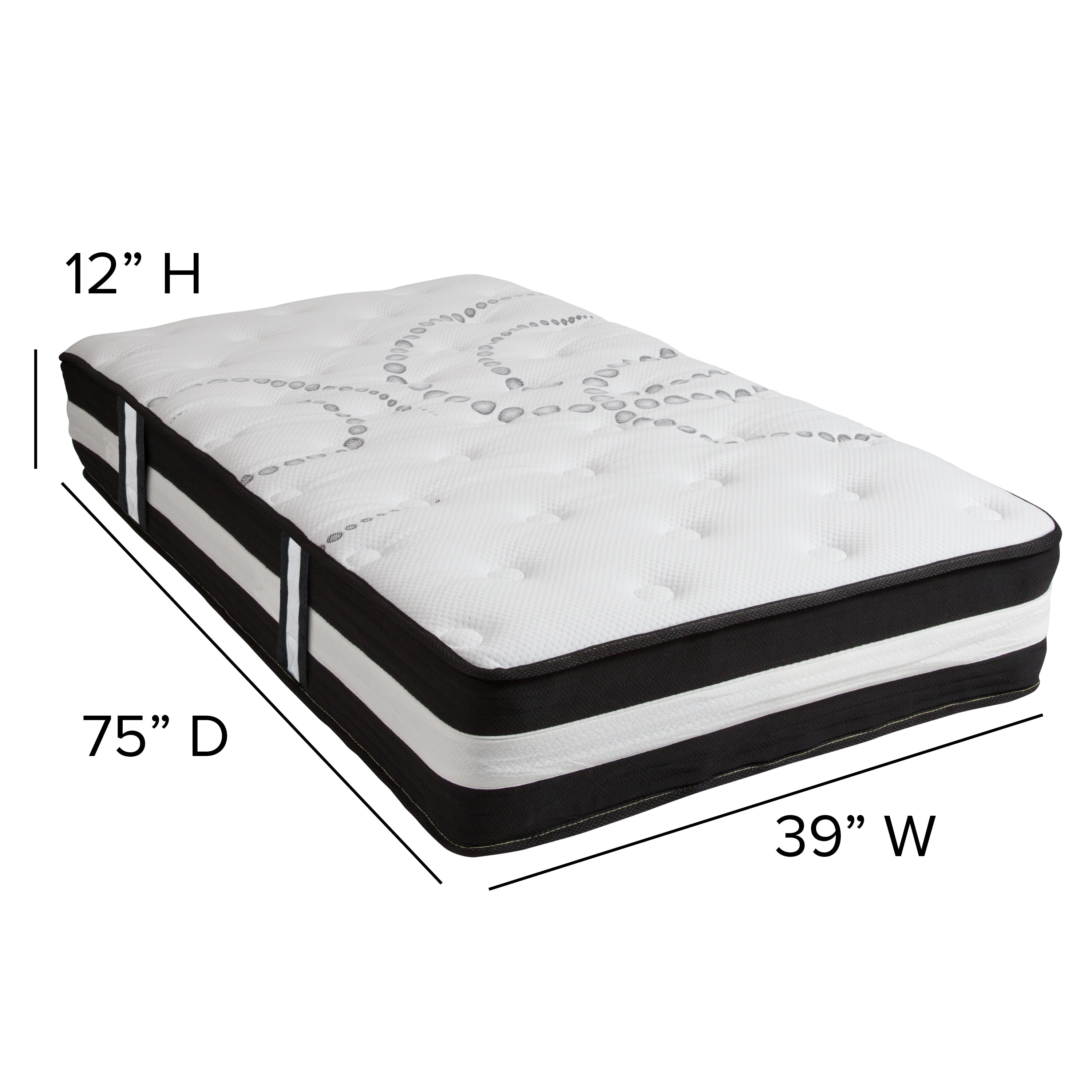 Capri Comfortable Sleep 12 Inch CertiPUR-US Certified Foam and Pocket Spring Mattress with Gel Memory Foam Topper Bundle Set-Mattress and Memory Foam Topper-Flash Furniture-Wall2Wall Furnishings