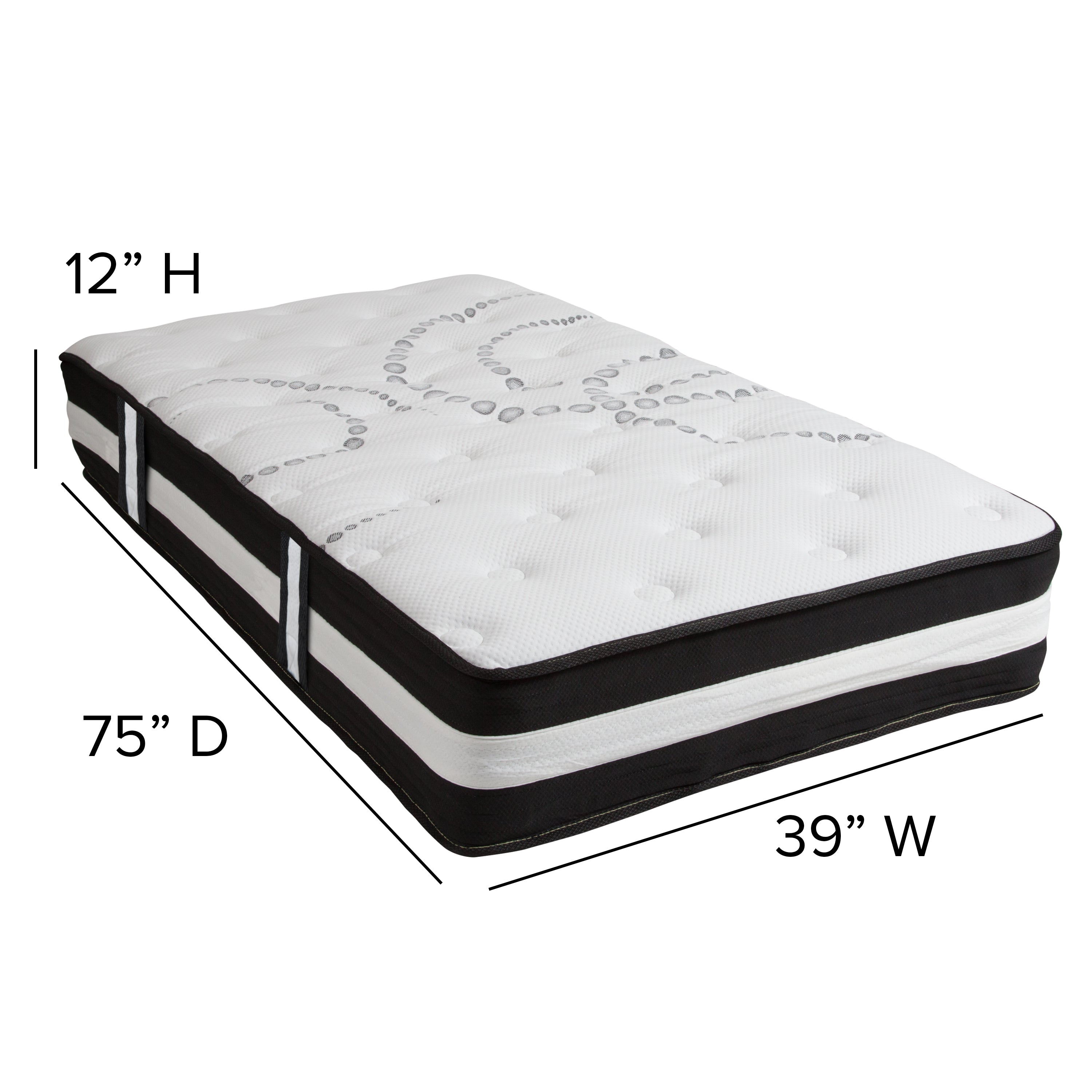 Capri Comfortable Sleep 12 Inch CertiPUR-US Certified Foam and Pocket Spring Mattress with Gel Memory Foam Topper Bundle Set
