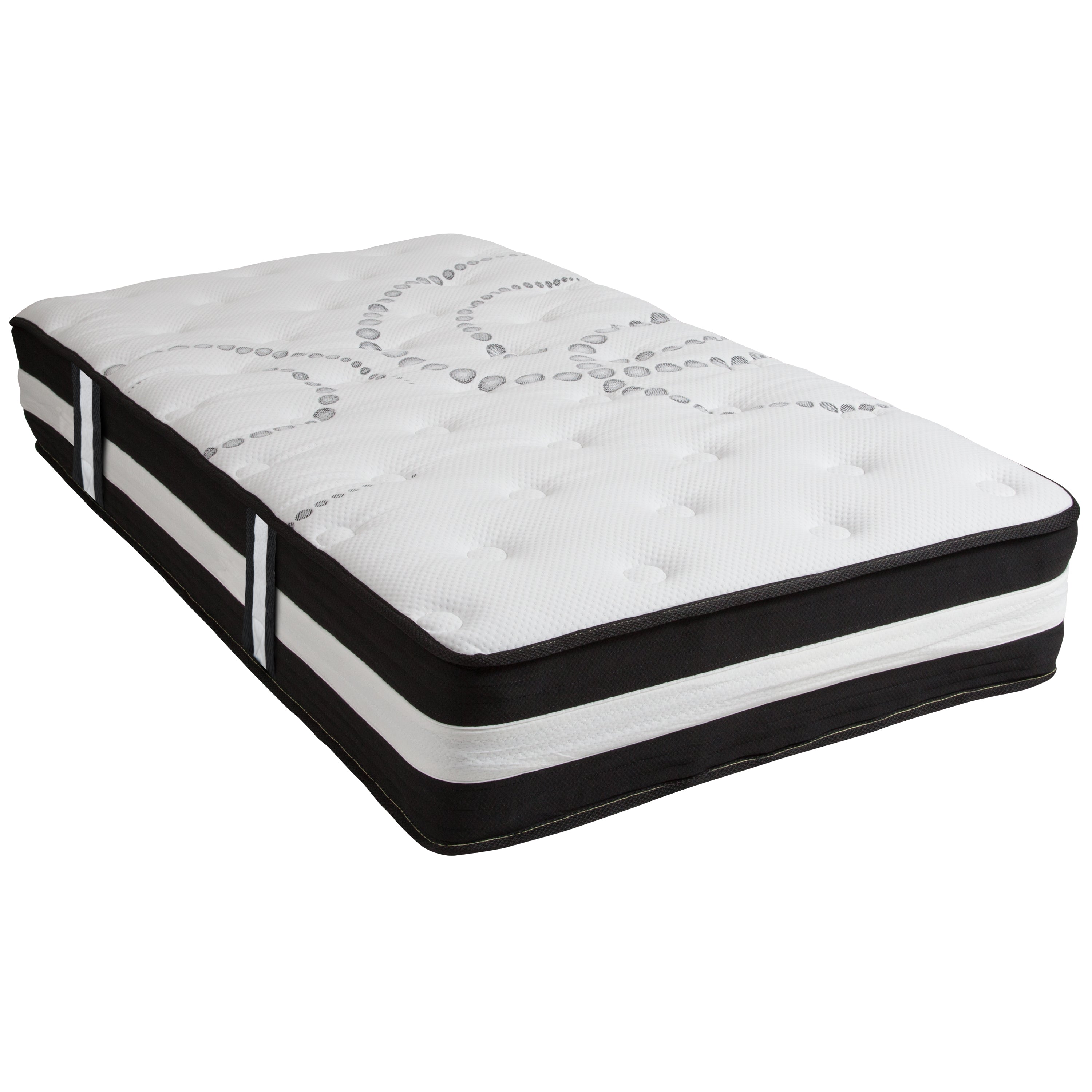 Capri Comfortable Sleep 12 Inch CertiPUR-US Certified Foam and Pocket Spring Mattress with Gel Memory Foam Topper Bundle Set