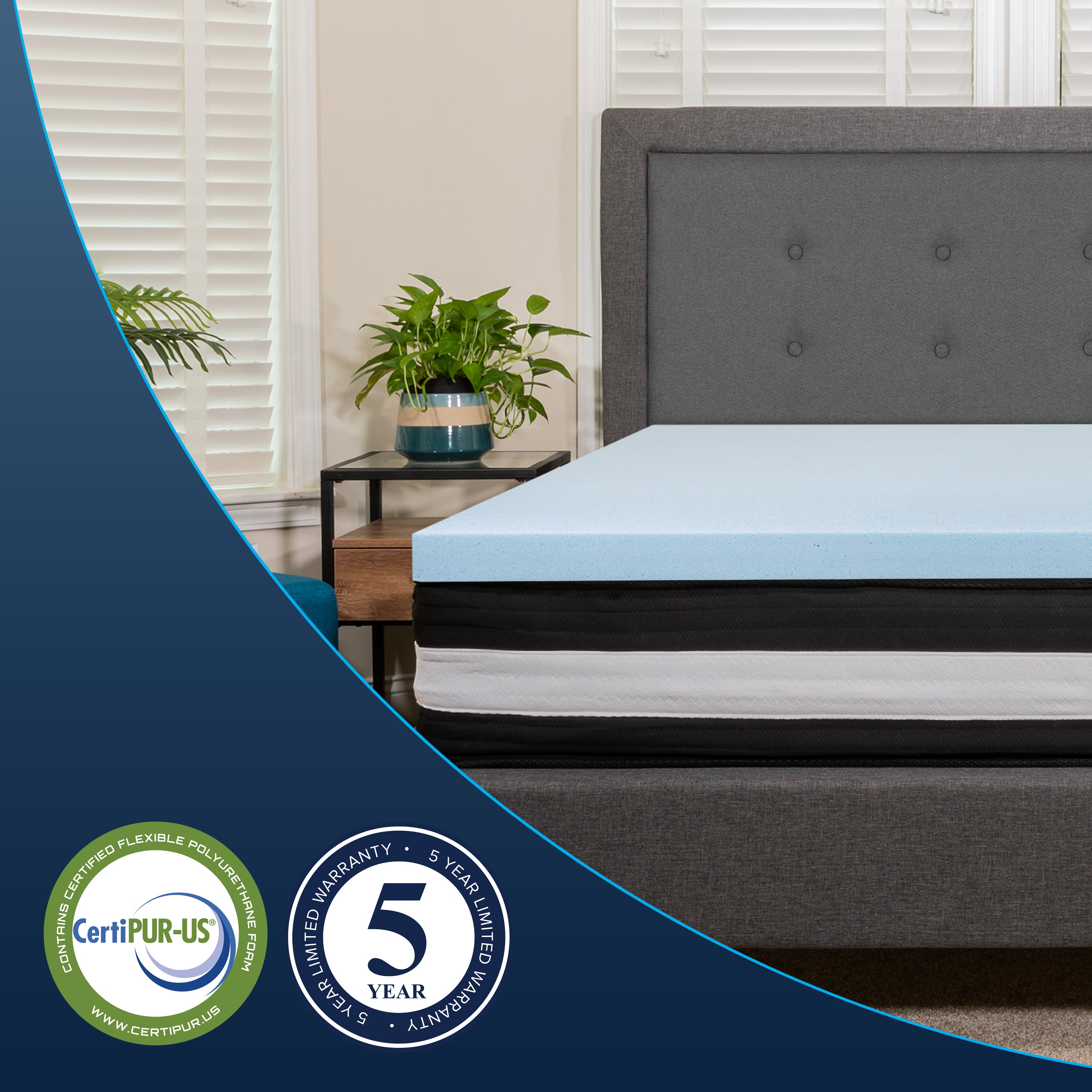 Capri Comfortable Sleep 12 Inch CertiPUR-US Certified Foam Pocket Spring Mattress & 3 inch Gel Memory Foam Topper Bundle