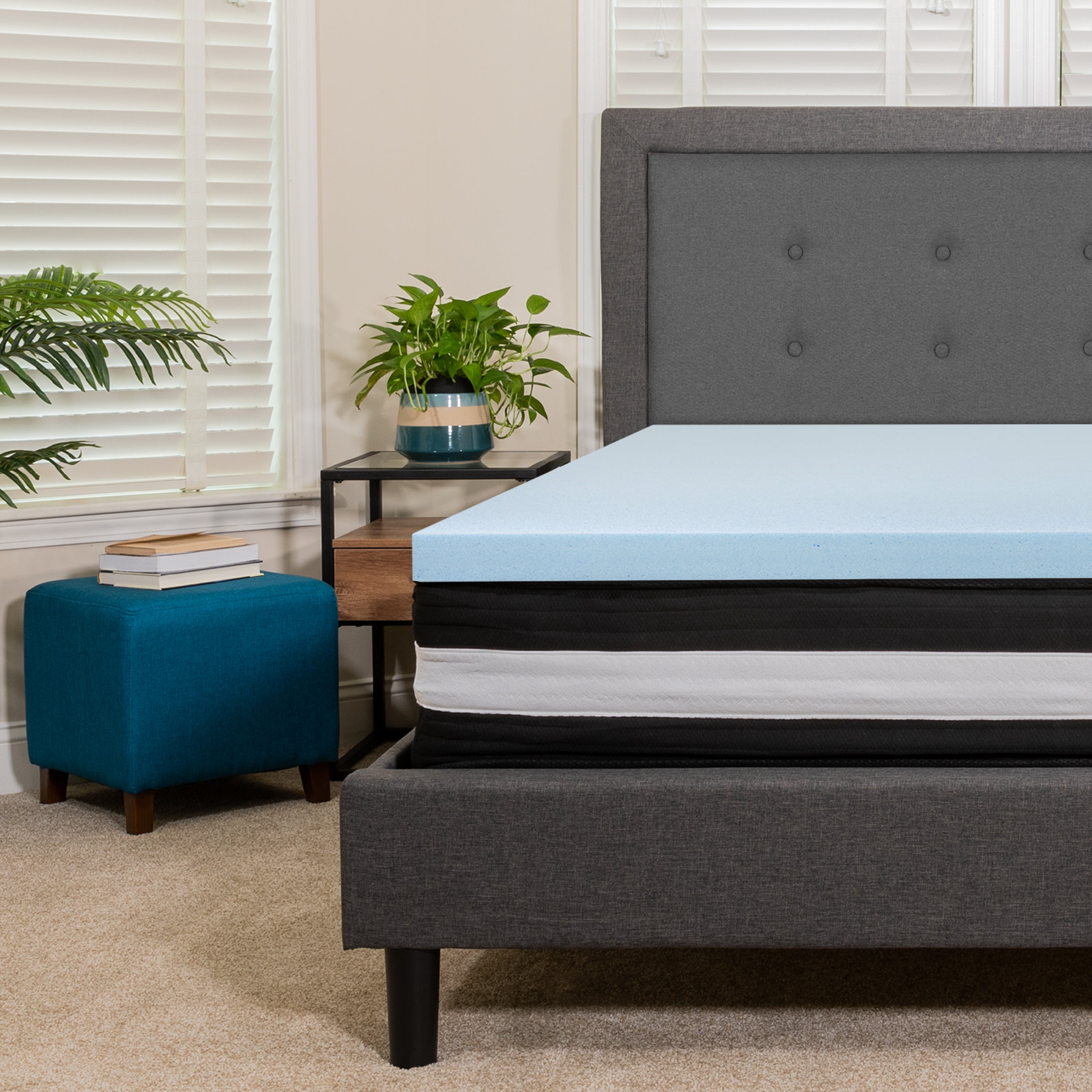 Capri Comfortable Sleep 12 Inch CertiPUR-US Certified Foam Pocket Spring Mattress & 3 inch Gel Memory Foam Topper Bundle
