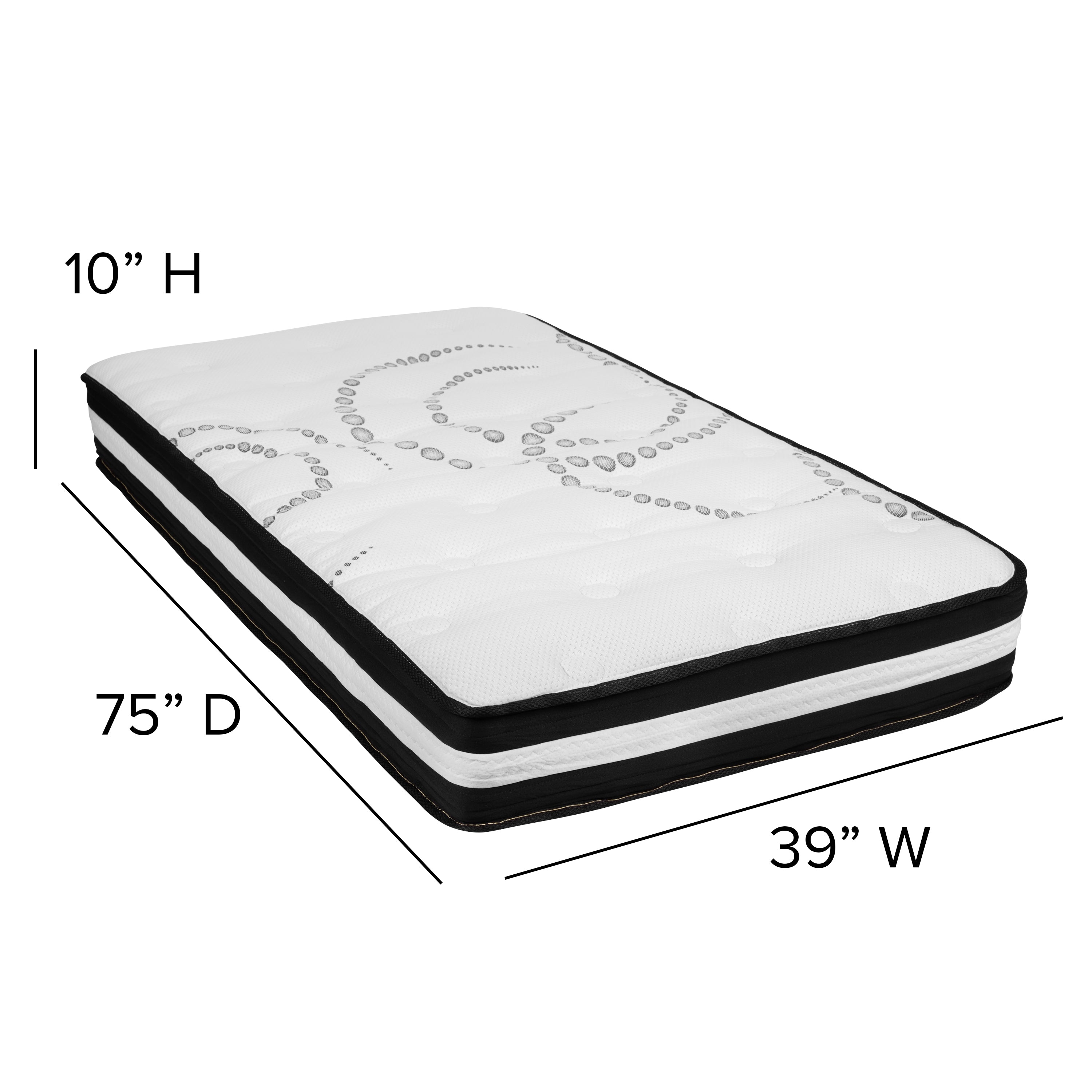 Capri Comfortable Sleep 10 Inch CertiPUR-US Certified Foam Pocket Spring Mattress & 3 inch Gel Memory Foam Topper Bundle-Mattress and Memory Foam Topper-Flash Furniture-Wall2Wall Furnishings