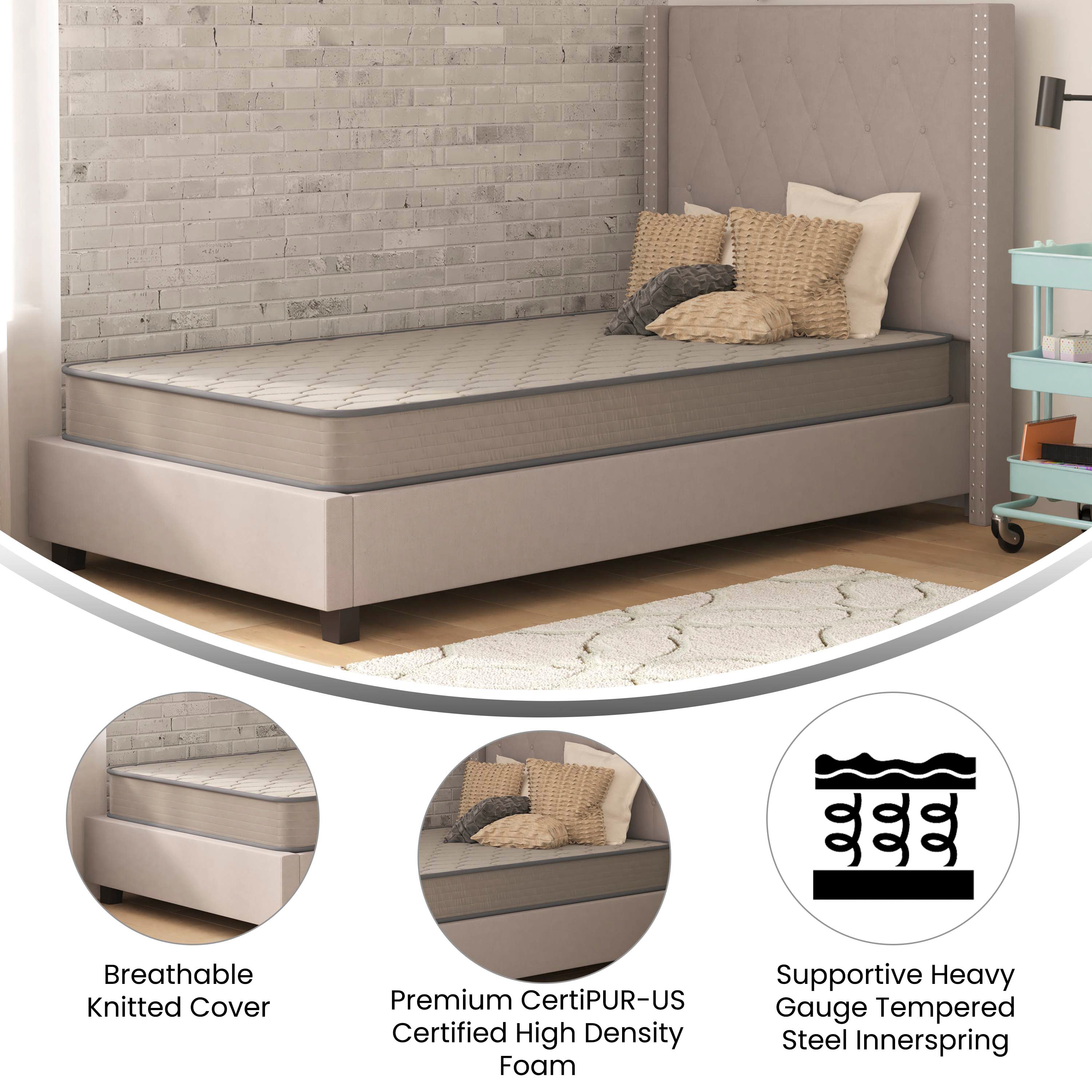Capri Comfortable Sleep CertiPUR-US Certified Spring Mattress, Mattress in a Box-Mattress-Flash Furniture-Wall2Wall Furnishings
