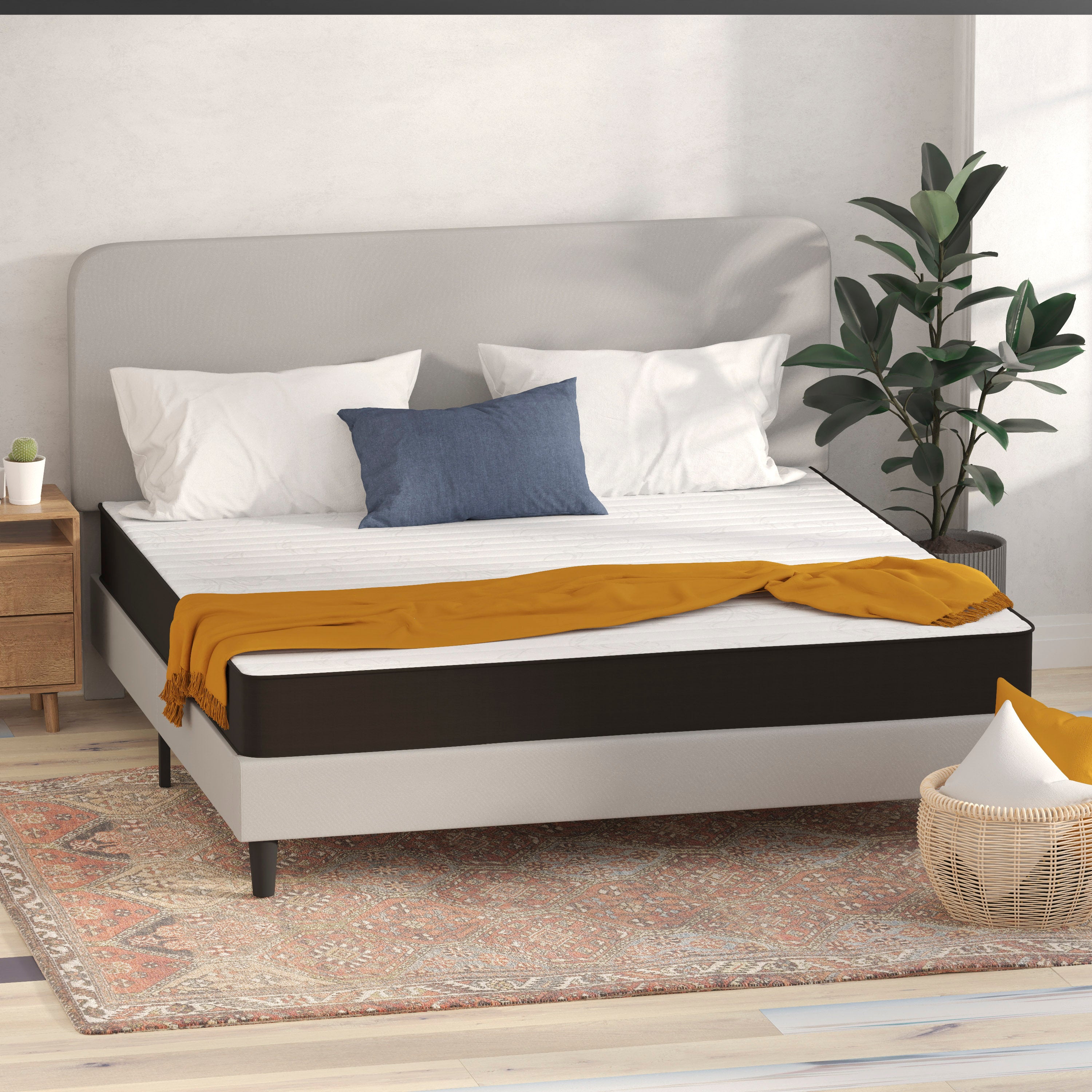 Capri Comfortable Sleep 8 Inch CertiPUR-US Certified Foam and Innerspring Hybrid Mattress, Mattress in a Box-Mattress-Flash Furniture-Wall2Wall Furnishings