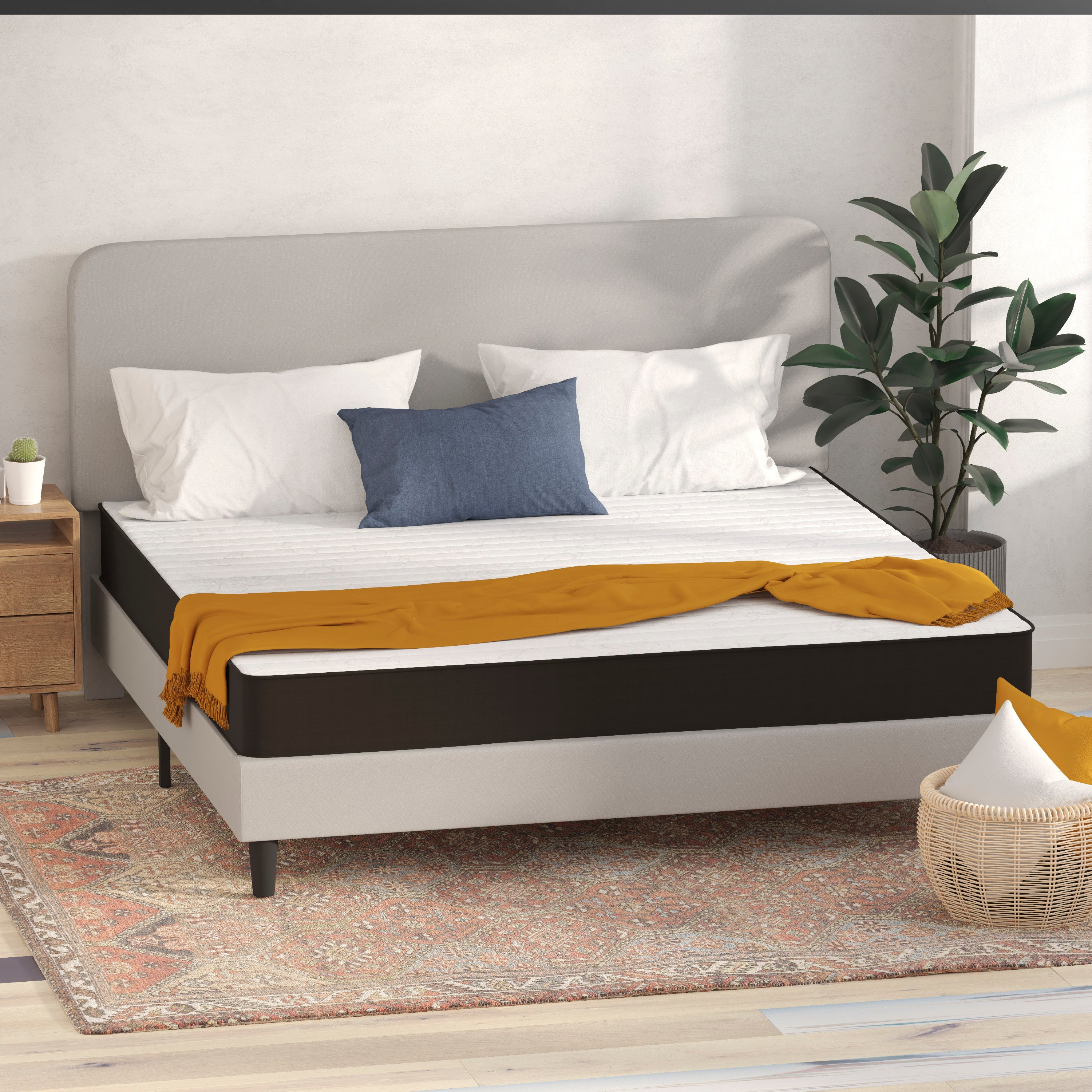 Capri Comfortable Sleep 8 Inch CertiPUR-US Certified Foam and Innerspring Hybrid Mattress, Mattress in a Box