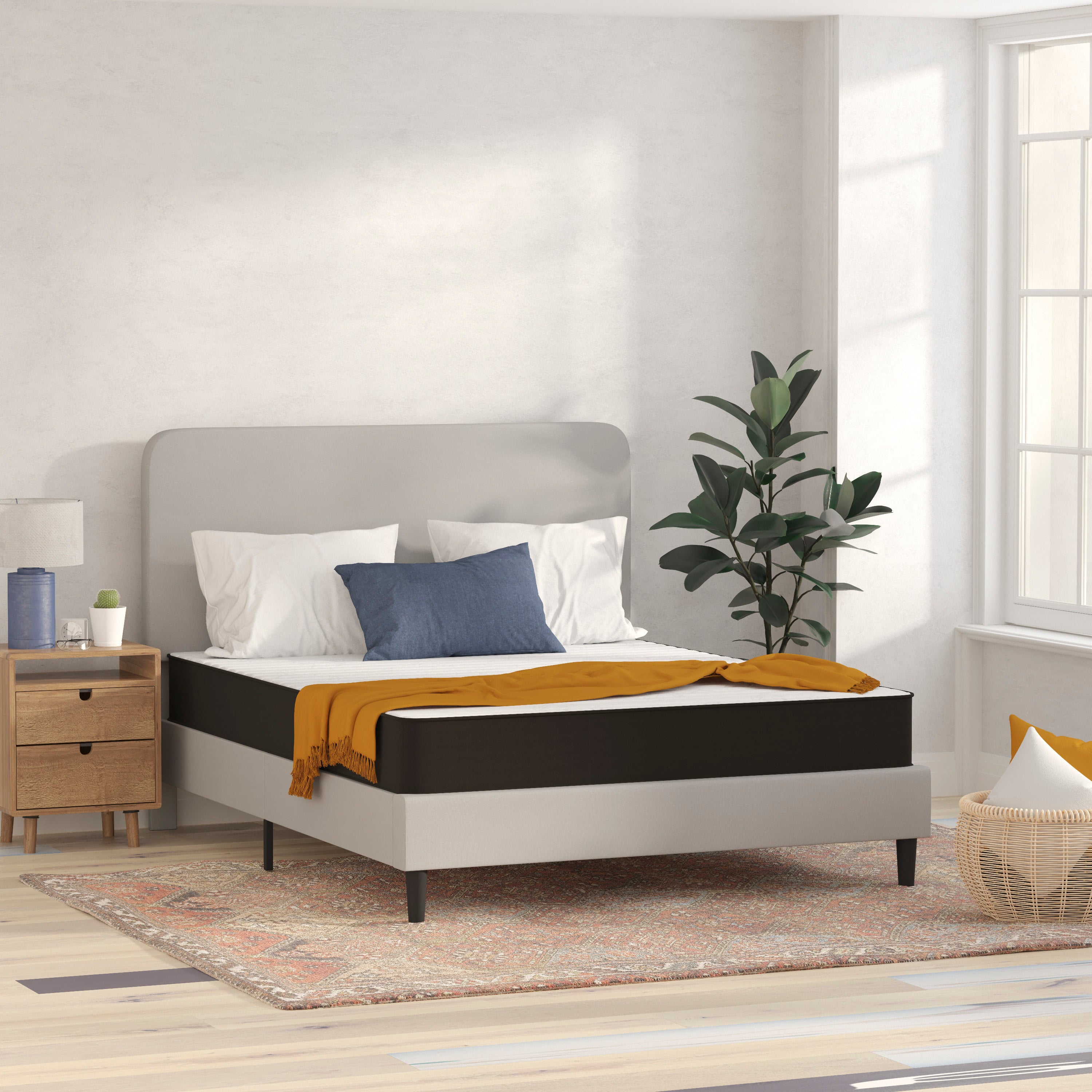 Capri Comfortable Sleep 8 Inch CertiPUR-US Certified Foam and Innerspring Hybrid Mattress, Mattress in a Box