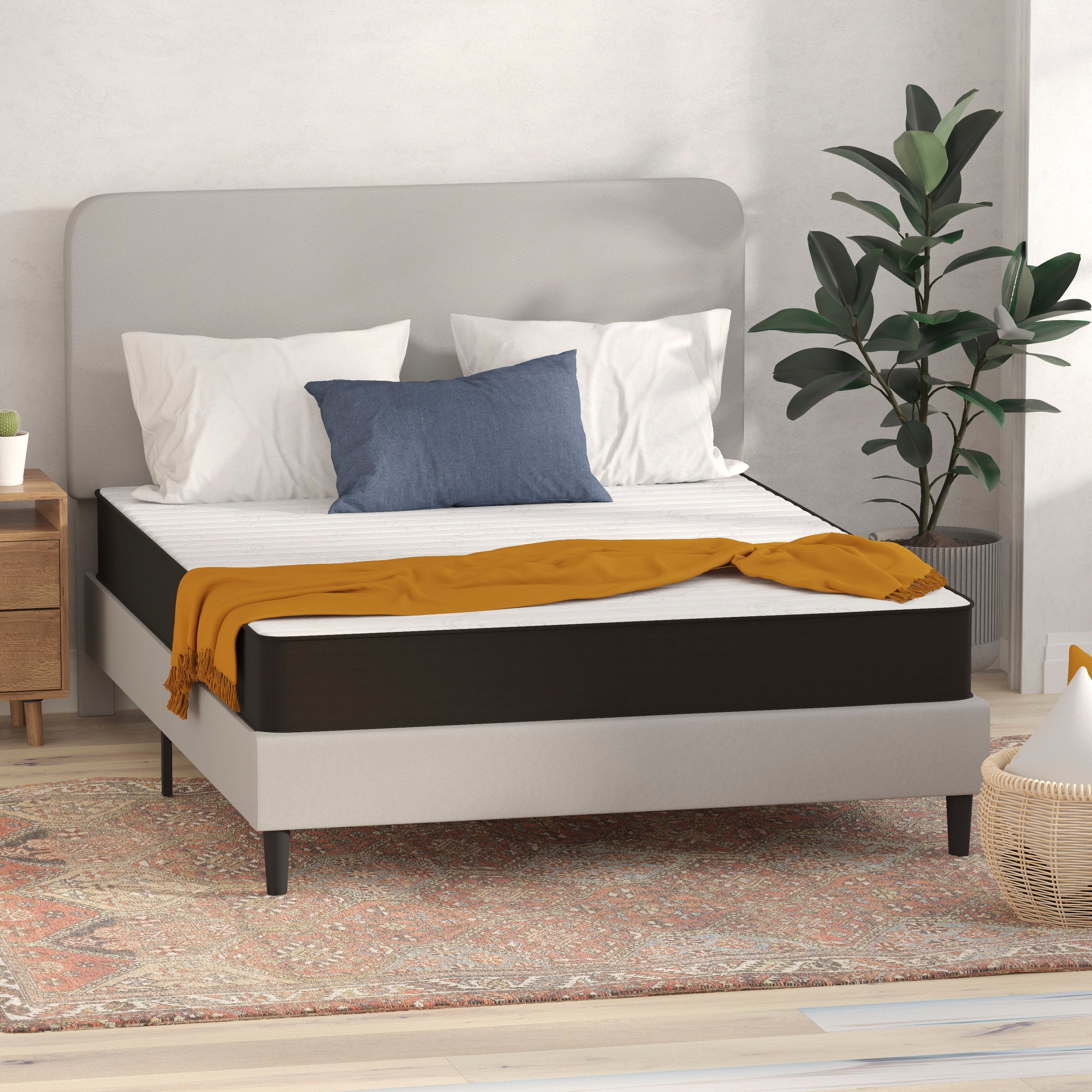 Capri Comfortable Sleep 8 Inch CertiPUR-US Certified Foam and Innerspring Hybrid Mattress, Mattress in a Box