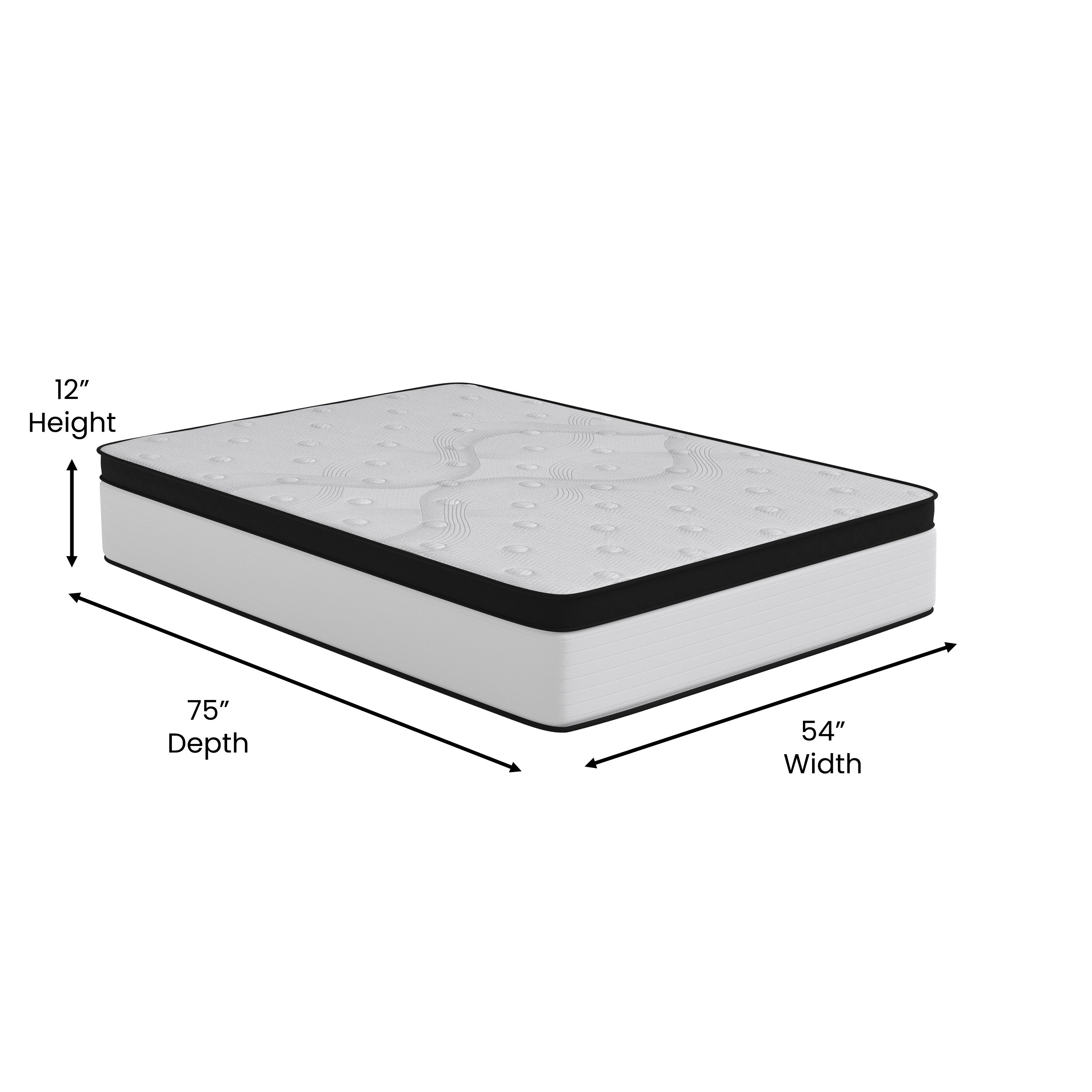 Capri Comfortable Sleep Firm 12 Inch CertiPUR-US Certified Hybrid Pocket Spring Mattress, Extra Firm Feel, Durable Support, Mattress in a Box