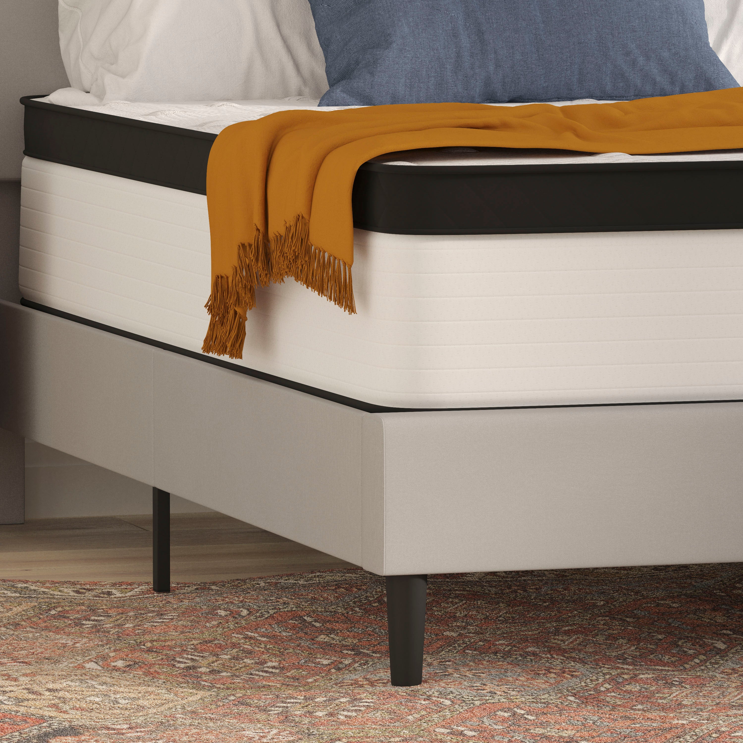 Capri Comfortable Sleep Firm 12 Inch CertiPUR-US Certified Hybrid Pocket Spring Mattress, Extra Firm Feel, Durable Support, Mattress in a Box