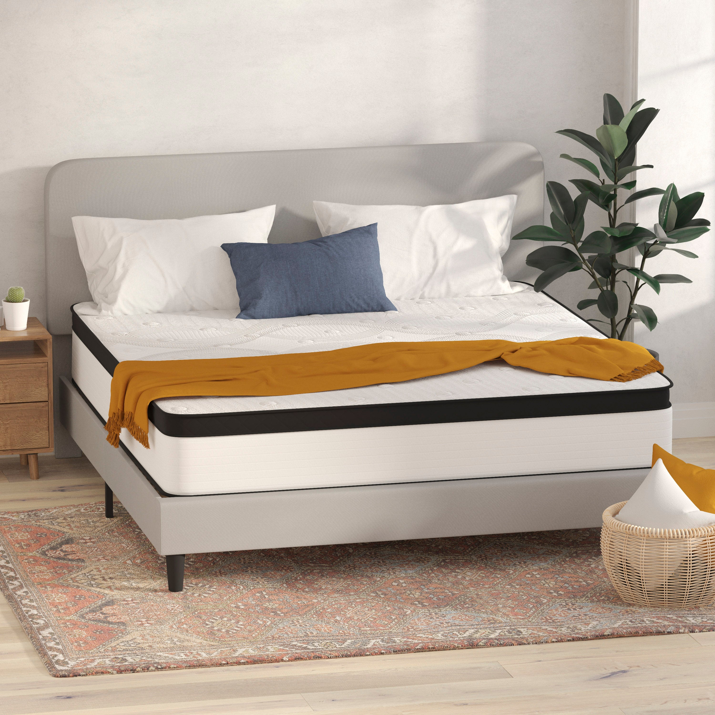 Capri Comfortable Sleep Firm 12 Inch CertiPUR-US Certified Hybrid Pocket Spring Mattress, Extra Firm Feel, Durable Support, Mattress in a Box