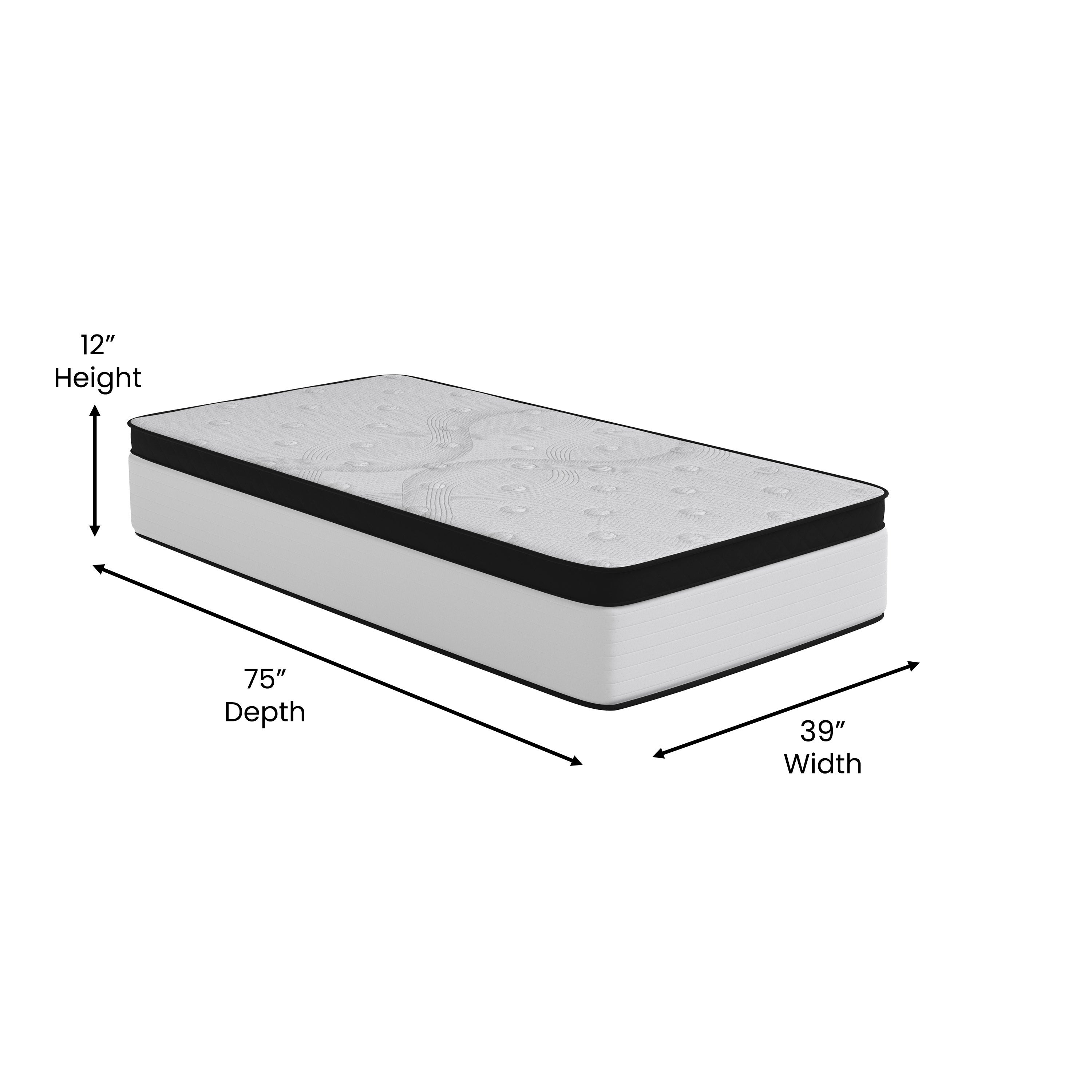 Capri Comfortable Sleep Firm 12 Inch CertiPUR-US Certified Hybrid Pocket Spring Mattress, Extra Firm Feel, Durable Support, Mattress in a Box