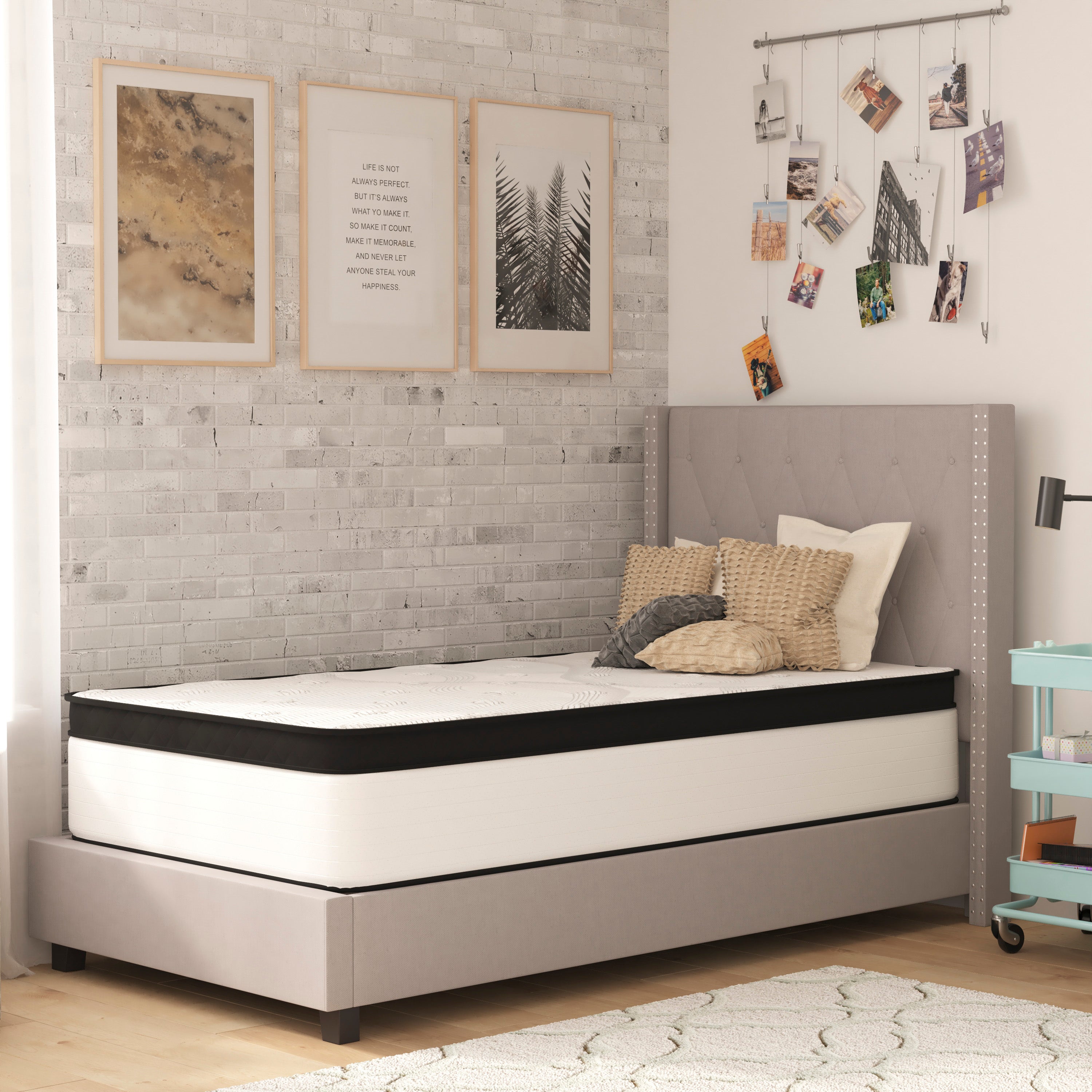 Capri Comfortable Sleep Firm 12 Inch CertiPUR-US Certified Hybrid Pocket Spring Mattress, Extra Firm Feel, Durable Support, Mattress in a Box