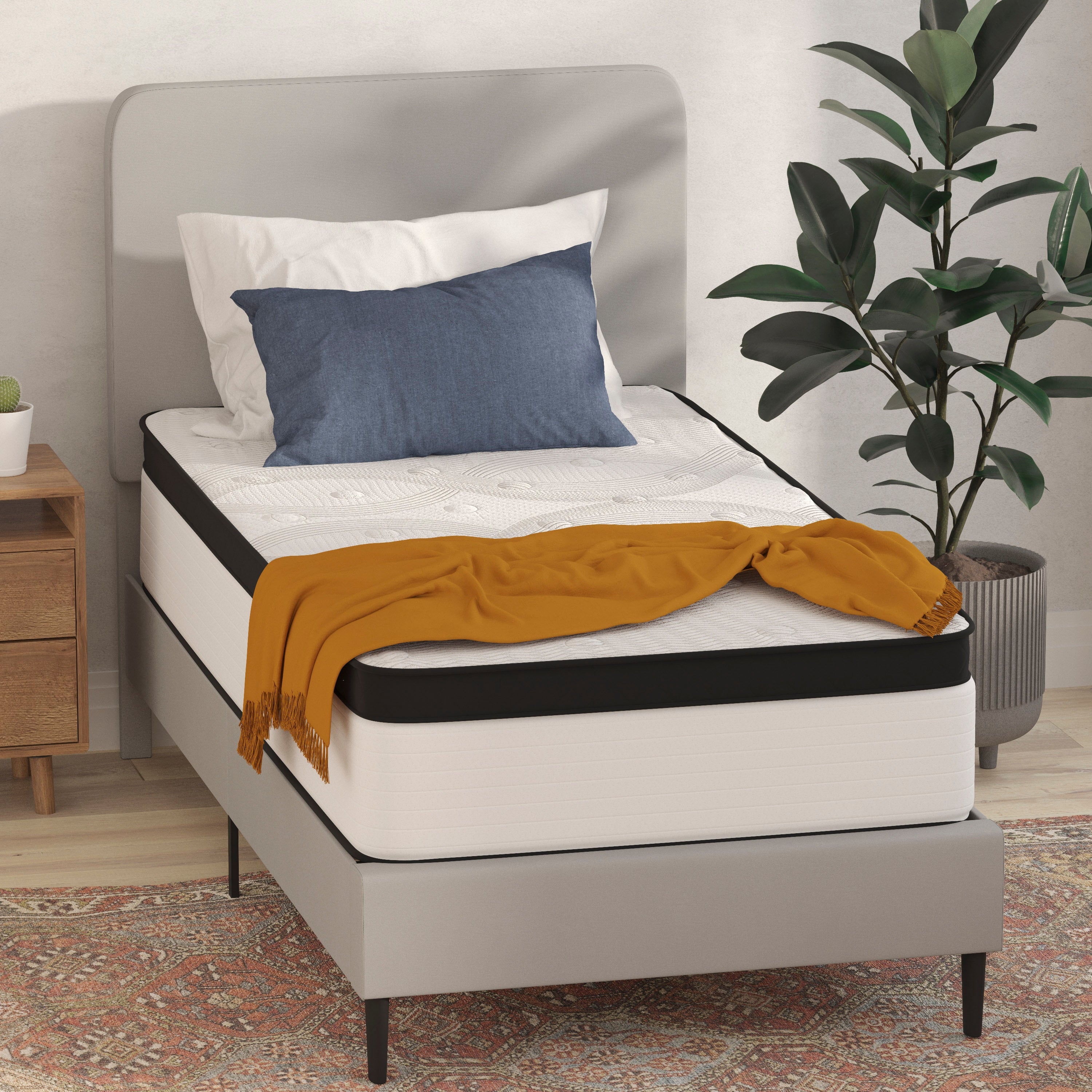 Capri Comfortable Sleep Firm 12 Inch CertiPUR-US Certified Hybrid Pocket Spring Mattress, Extra Firm Feel, Durable Support, Mattress in a Box